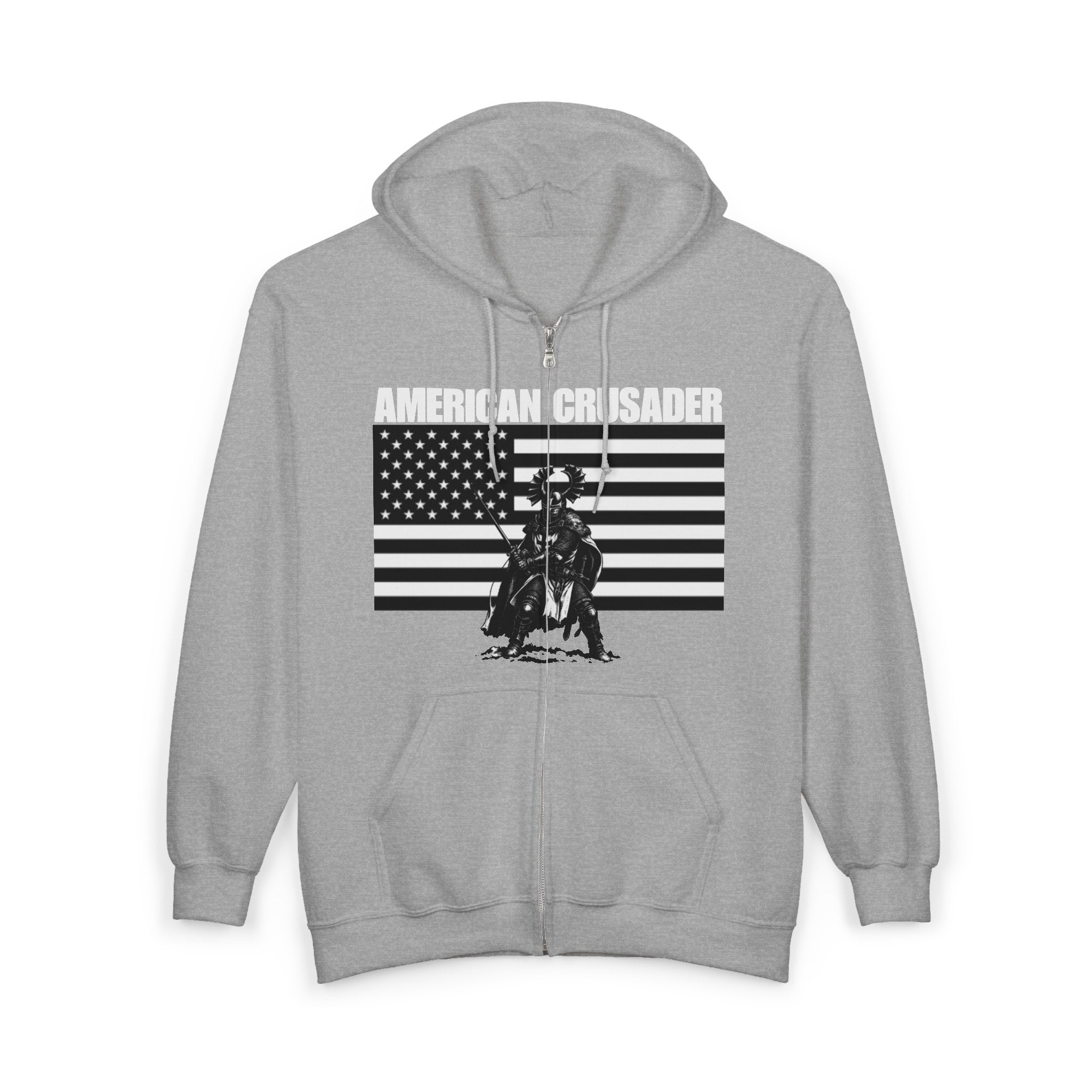 American Crusader Graphic Zip Up Hoodie Sweatshirt