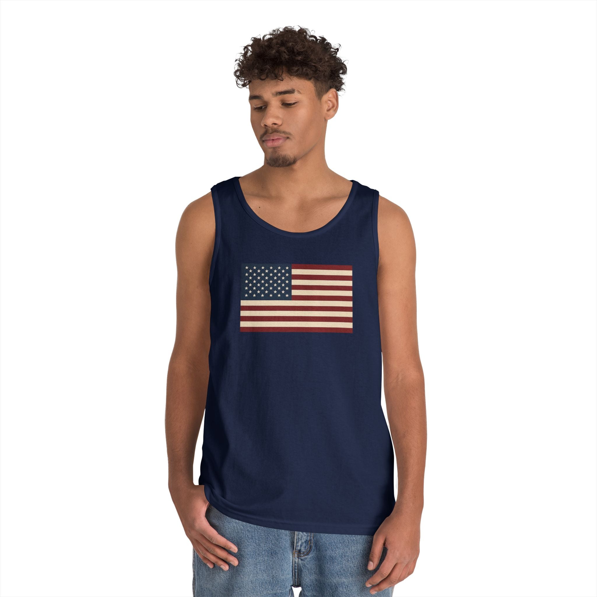 American Flag Heavy Cotton Tank Top
