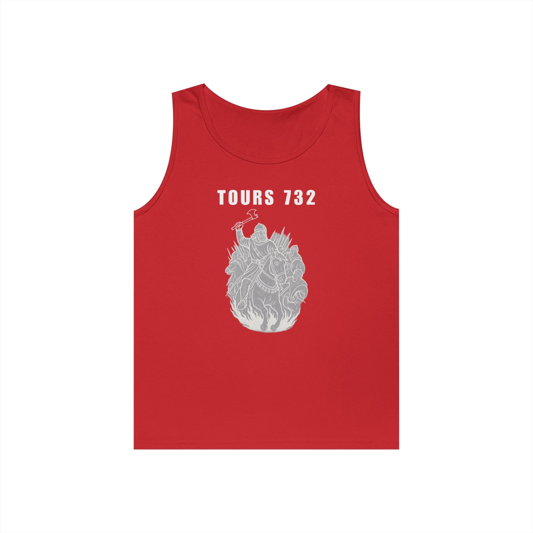 Tours 732 Charles "The Hammer" Martel "TOURS 732" Text Graphic Heavy Cotton Tank Top