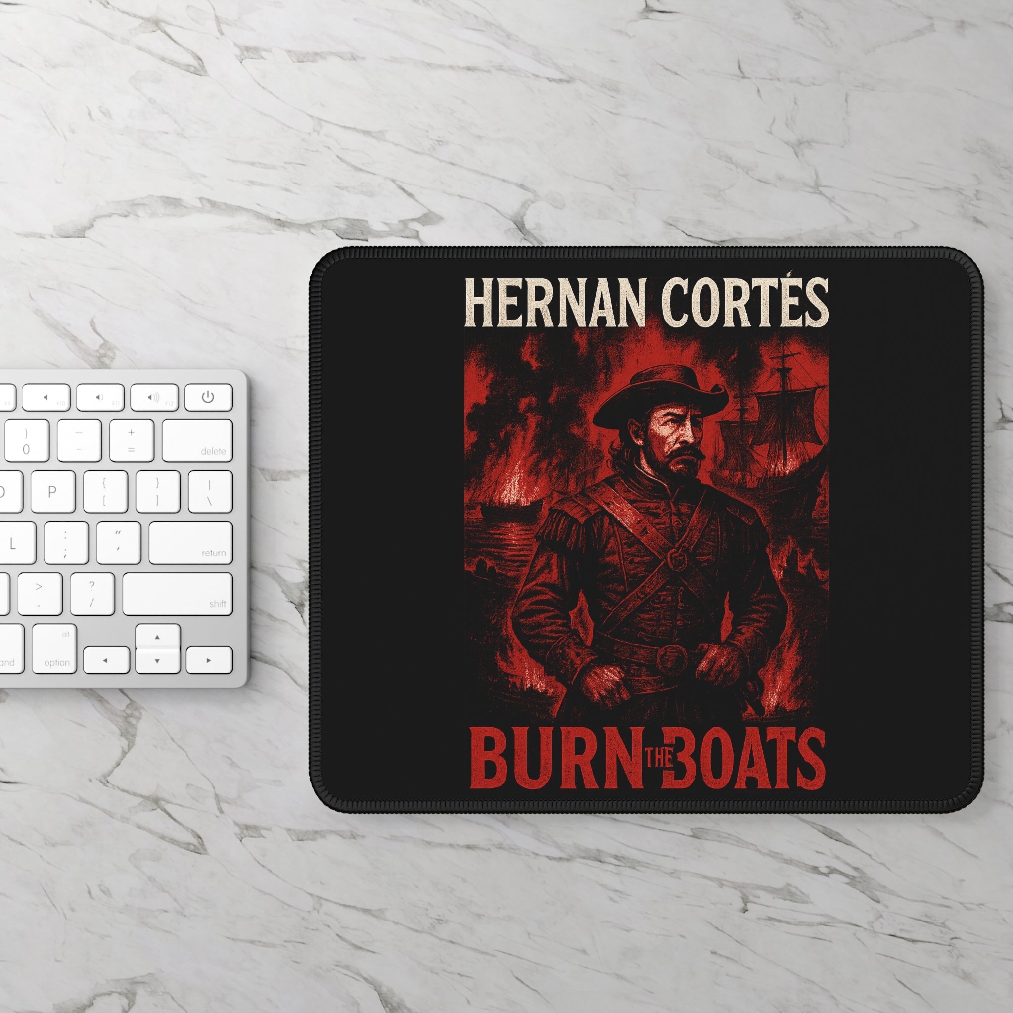 Hernan Cortes Burn the Boats Gaming Mouse Pad