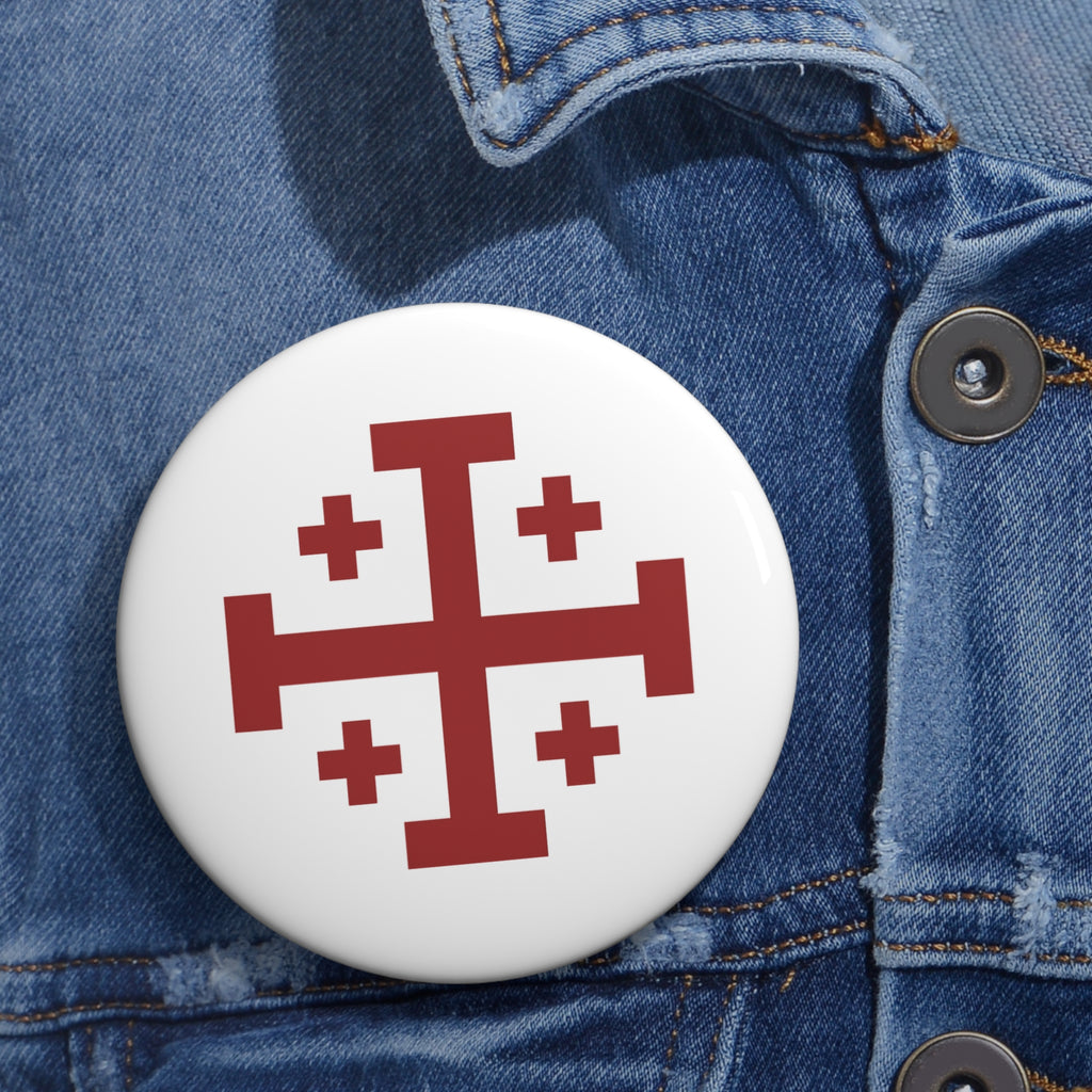 Cross of Jerusalem Red Design Custom Pin Buttons