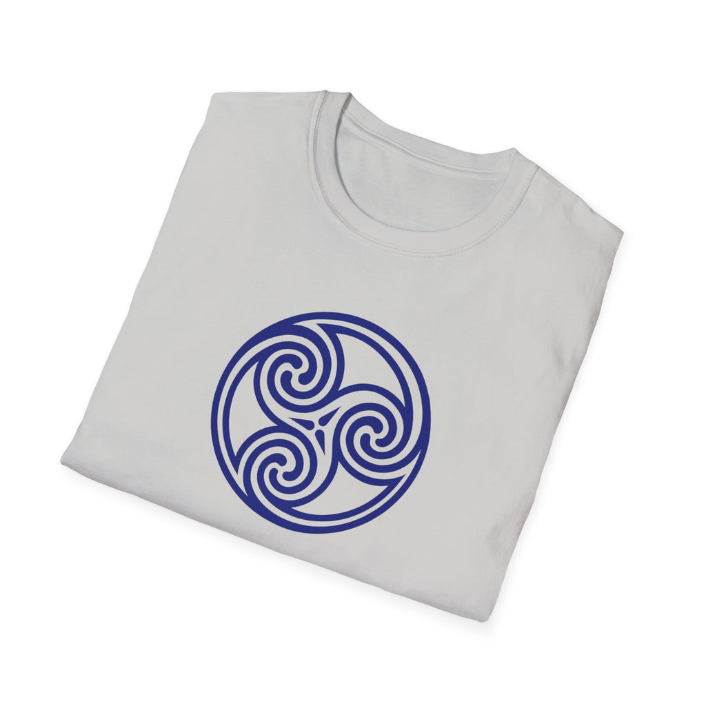 Celtic Spiral Triskele Trinity Symbol Blue Softstyle T-Shirt