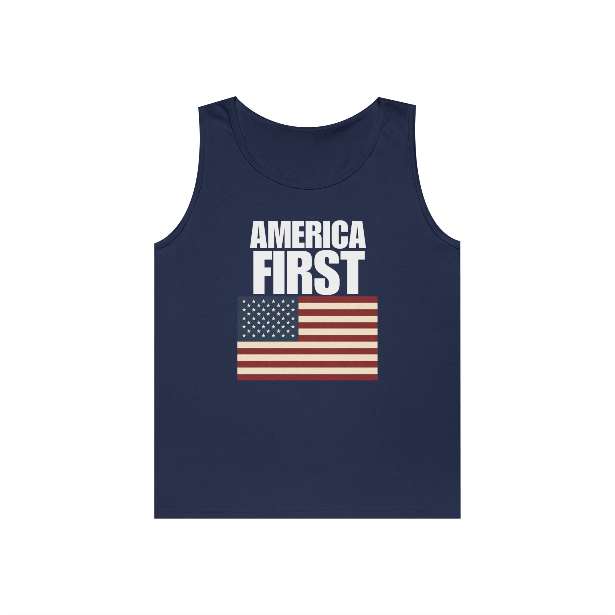 America First American Flag Heavy Cotton Tank Top