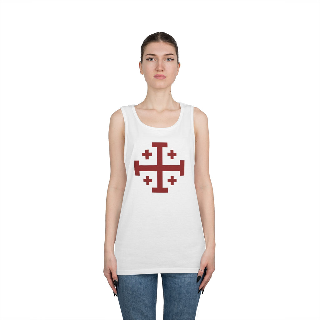 Cross of Jerusalem Red Design Heavy Cotton Tank Top