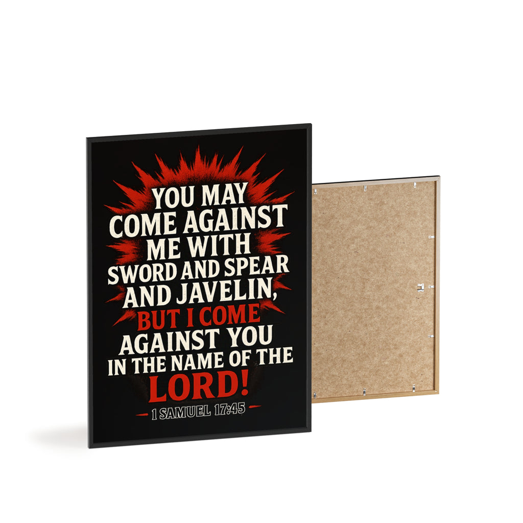 Bible Verse Motivational Poster with Wooden Frame 1 Samuel 17:45