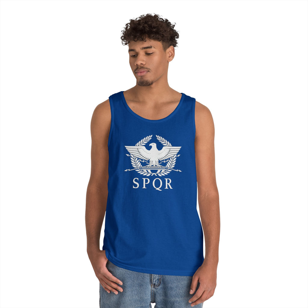 SPQR Roman Eagle White Design Heavy Cotton Tank Top