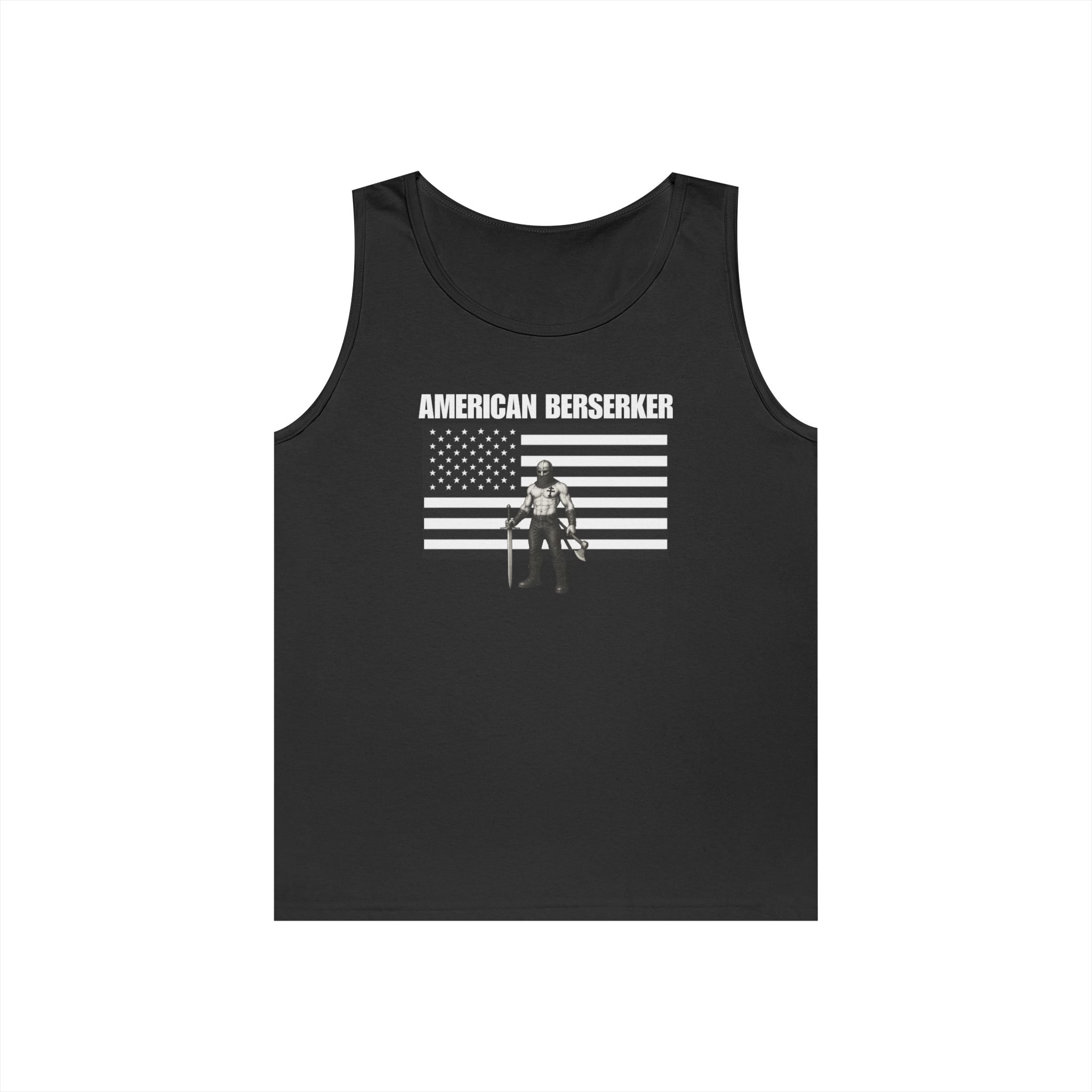Bold American Berserker Black and White Heavy Cotton Tank Top
