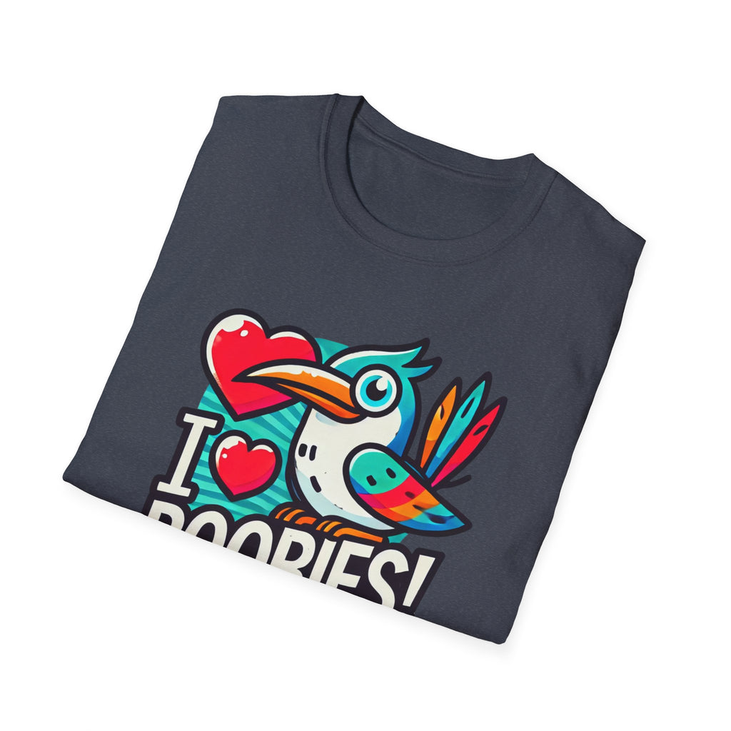 Funny 'I Love Boobies!' Boobie Bird Softstyle Cotton T-Shirt