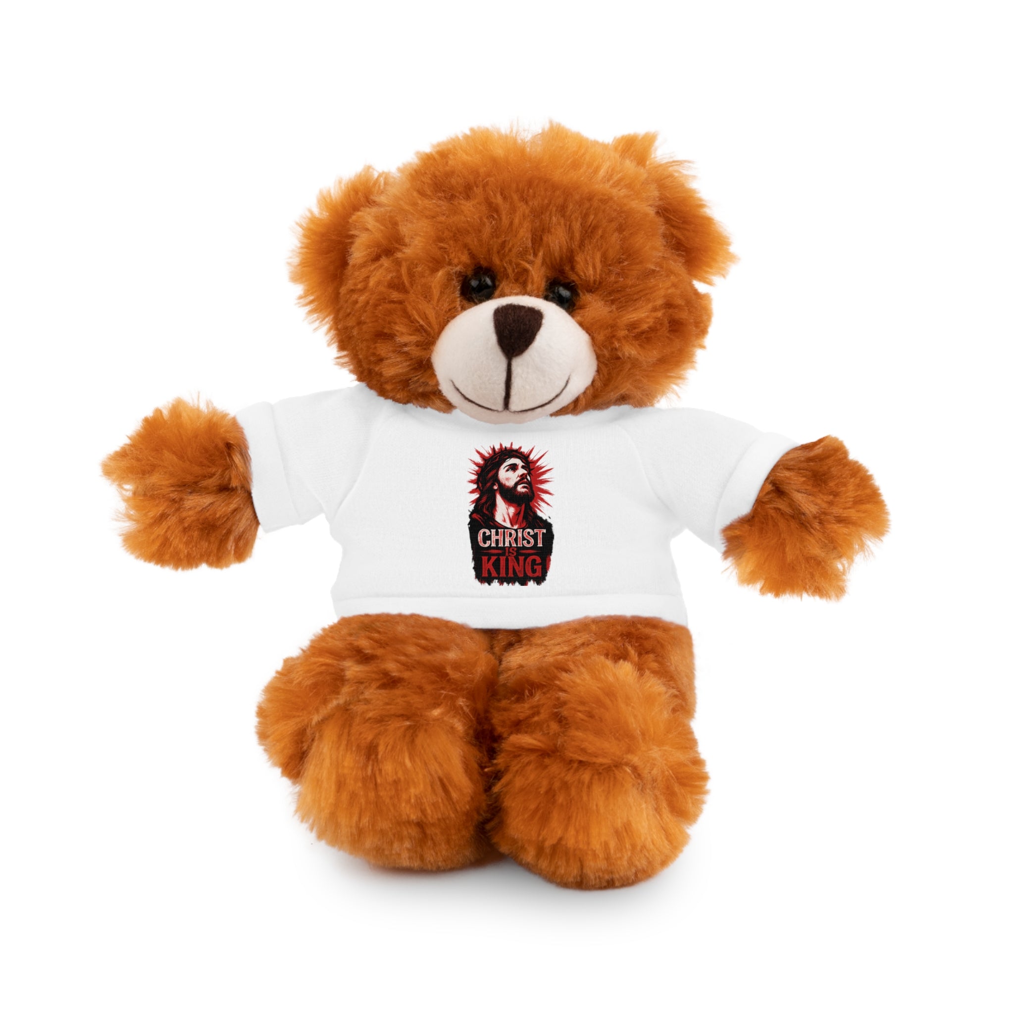 Christ is King Cute Stuffed Animal Tee Bear, Plush Bear with Shirt