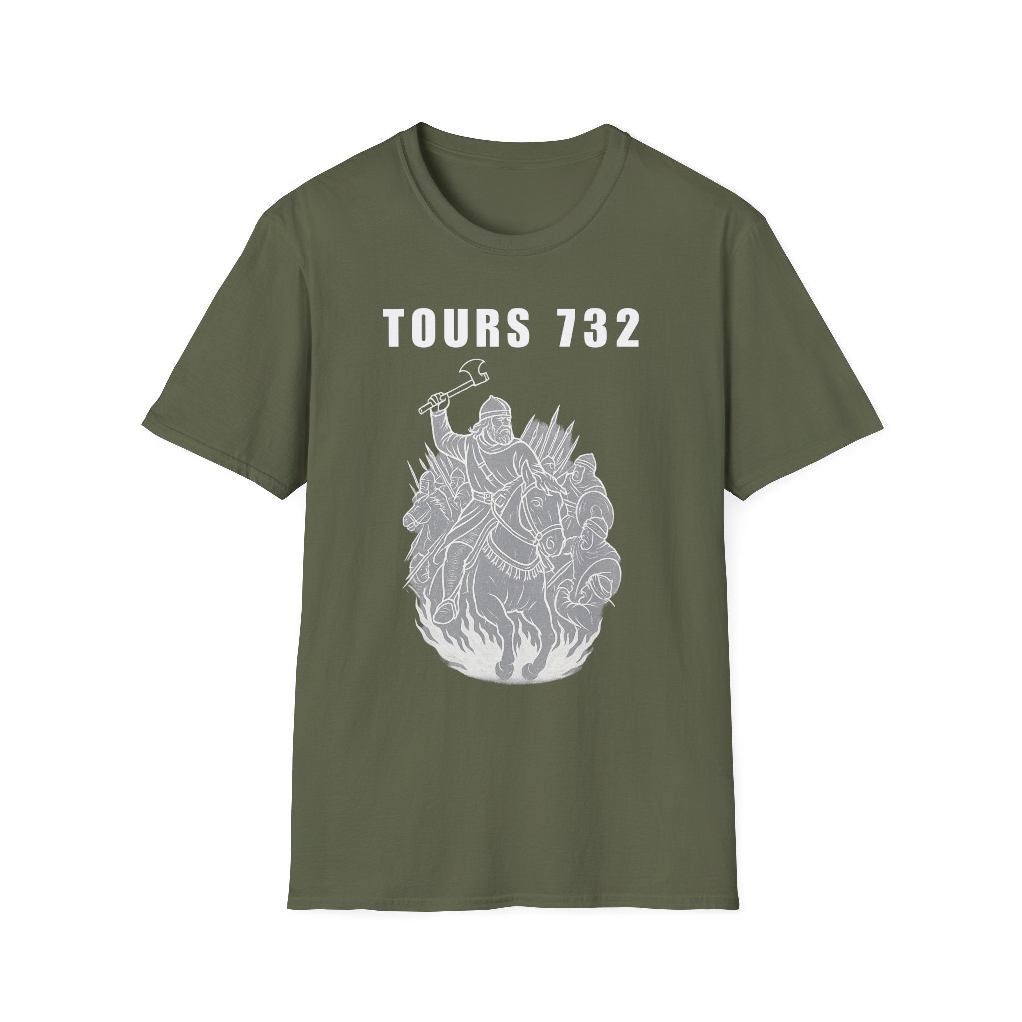Tours 732 Charles "The Hammer" Martel "TOURS 732" Text Graphic Unisex Softstyle T-Shirt