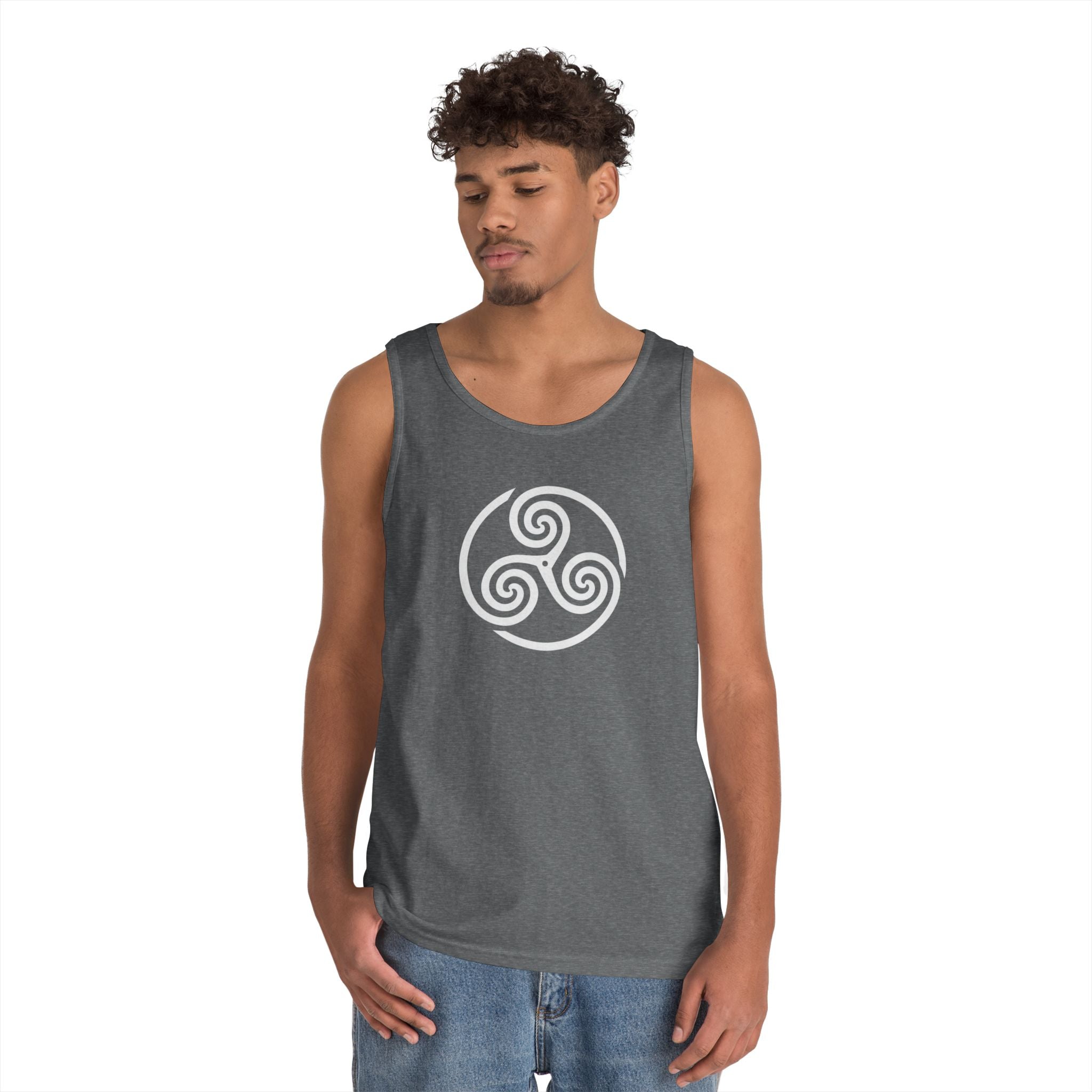 Celtic Spiral Triskele Symbol Alt Design White Unisex Tank Top