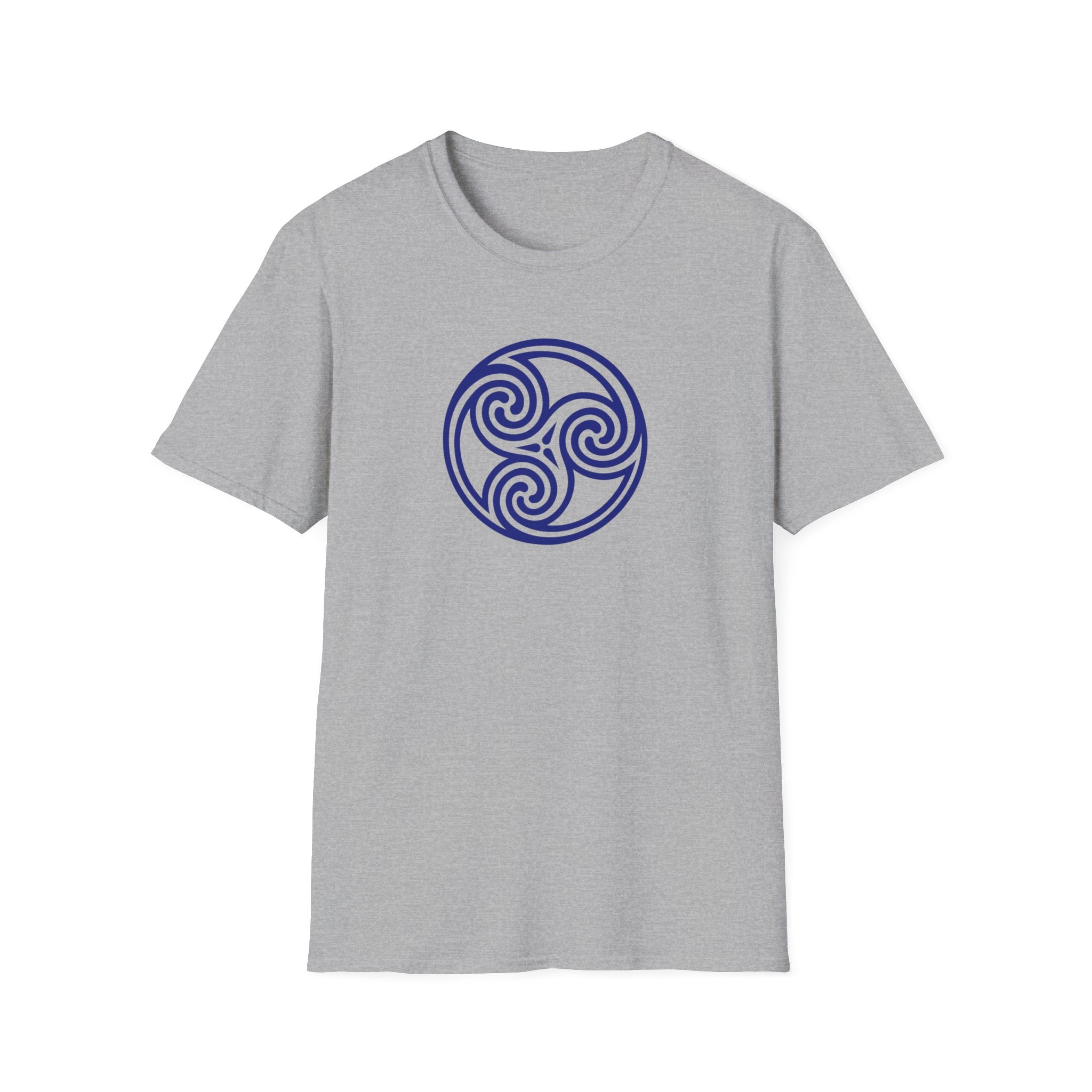 Celtic Spiral Triskele Trinity Symbol Blue Softstyle T-Shirt