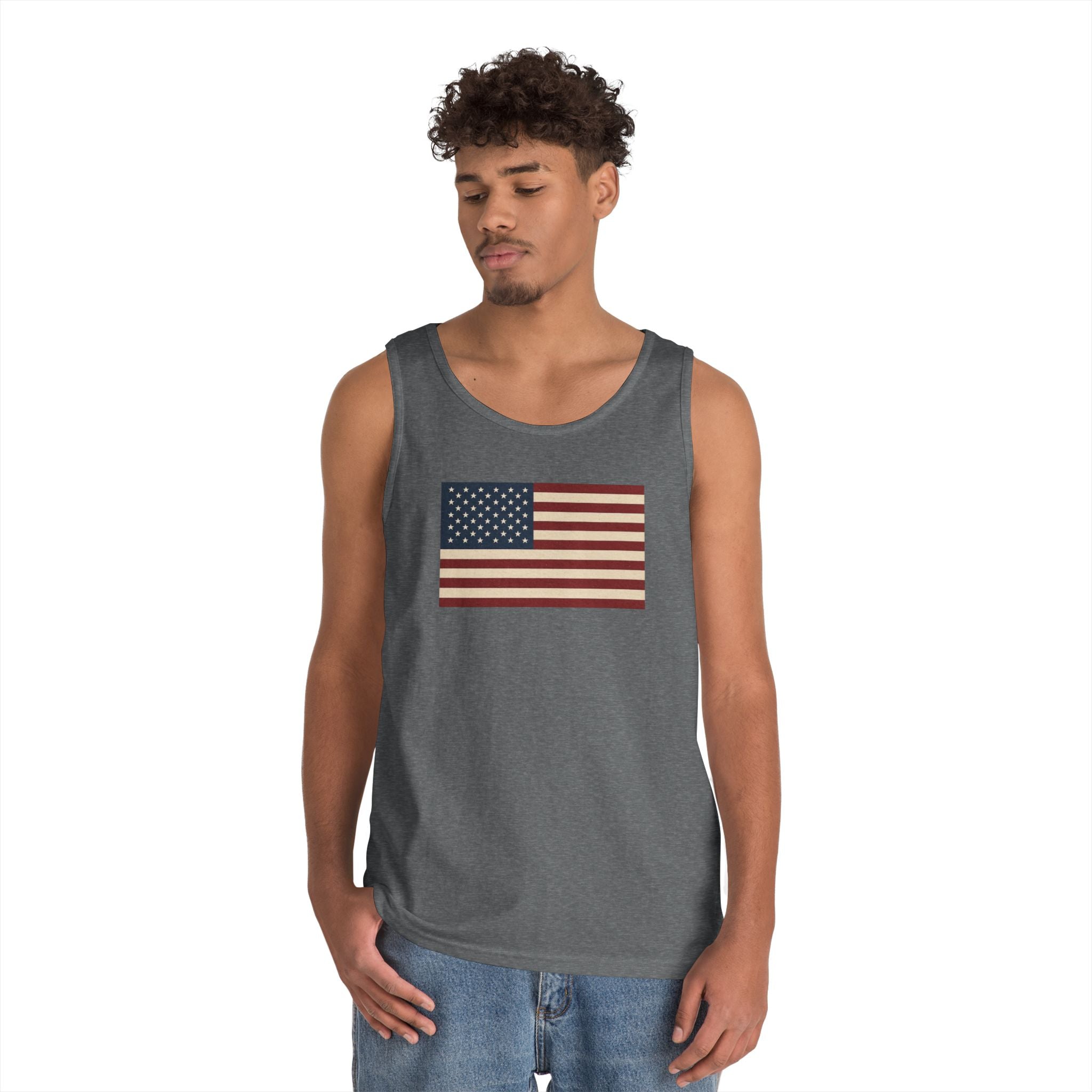 American Flag Heavy Cotton Tank Top