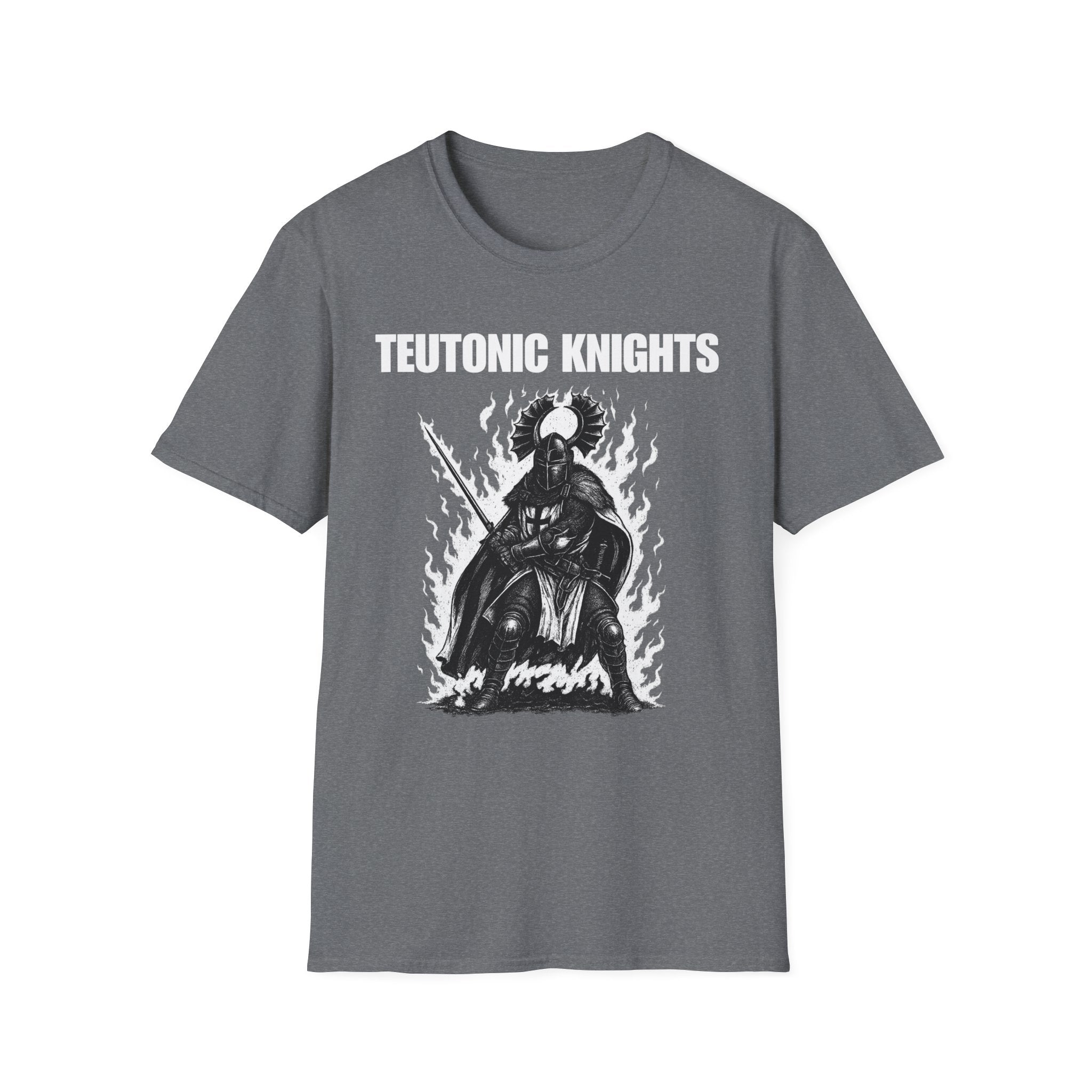 Teutonic Knights Front and Back White Teutonic Cross Graphic Softstyle Cotton Shirt T-Shirt