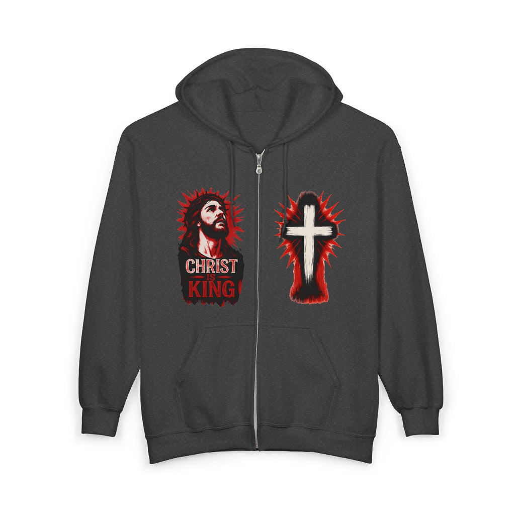 Christ is King Full Zip Hoodie, Crucifix Sweatshirt