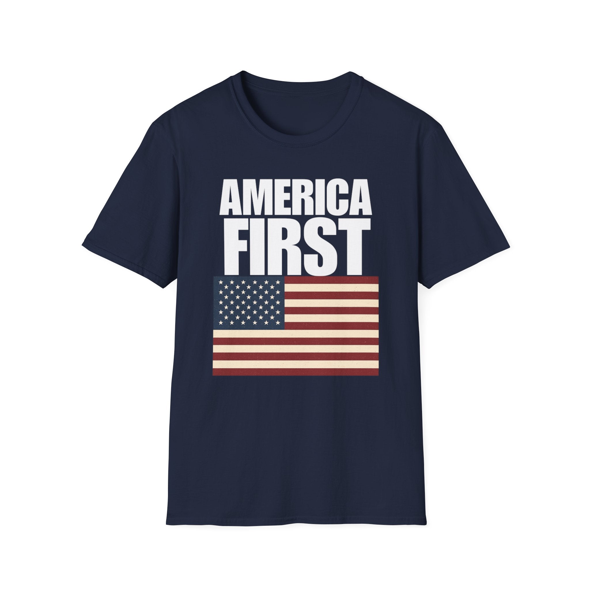 America First American Flag Softstyle Cotton Shirt T-Shirt