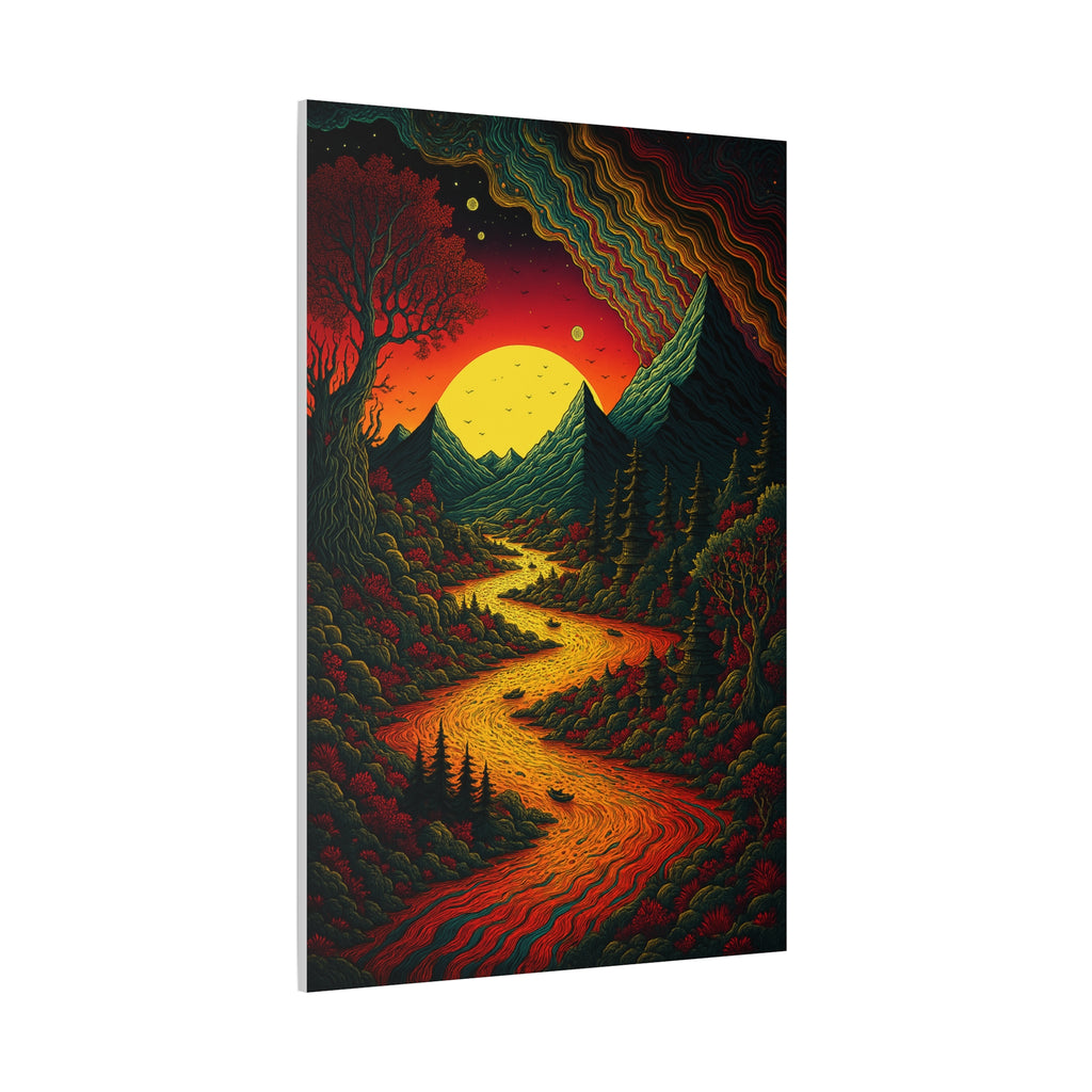 Trippy Sunset River Canvas Wall Art