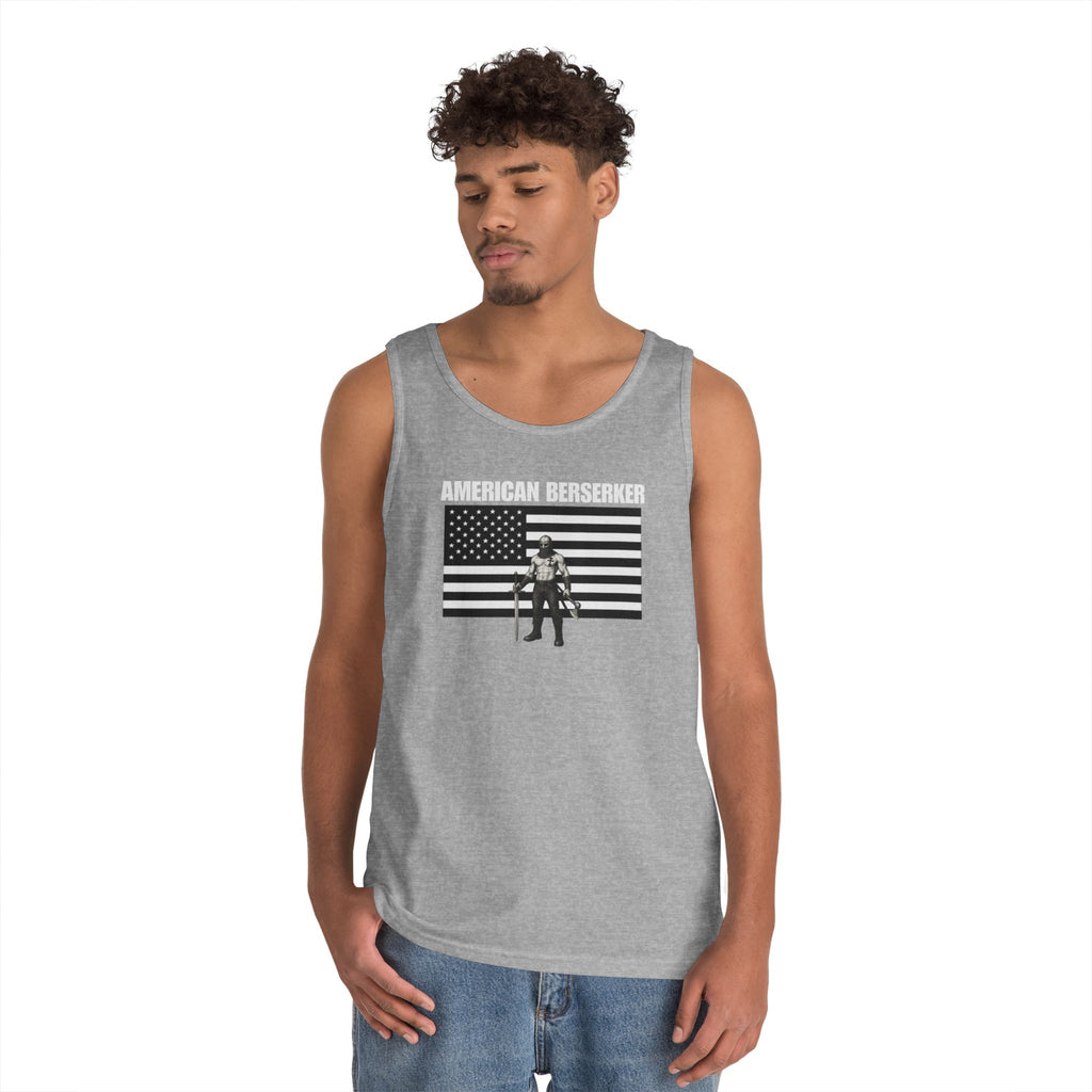 Bold American Berserker Black and White Heavy Cotton Tank Top