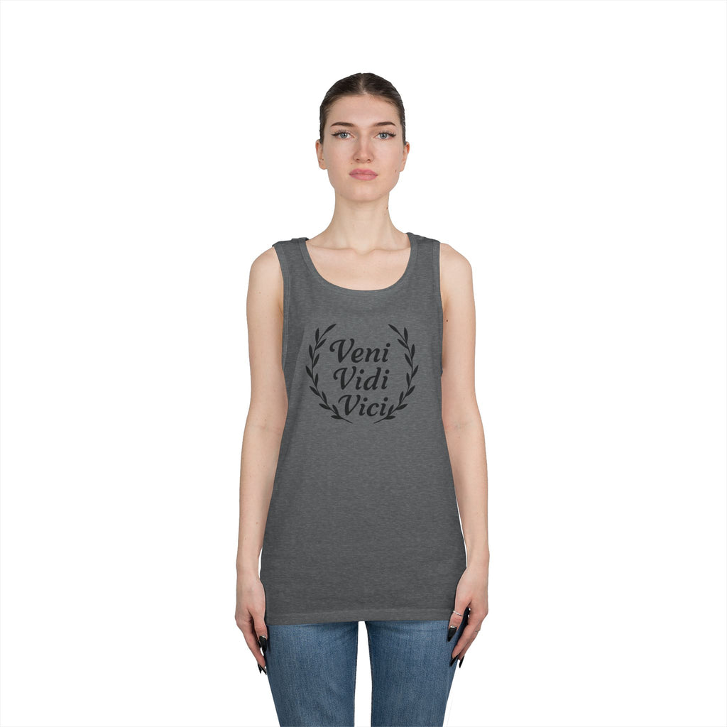 Veni Vidi Vici Black Design Unisex Heavy Cotton Tank Top