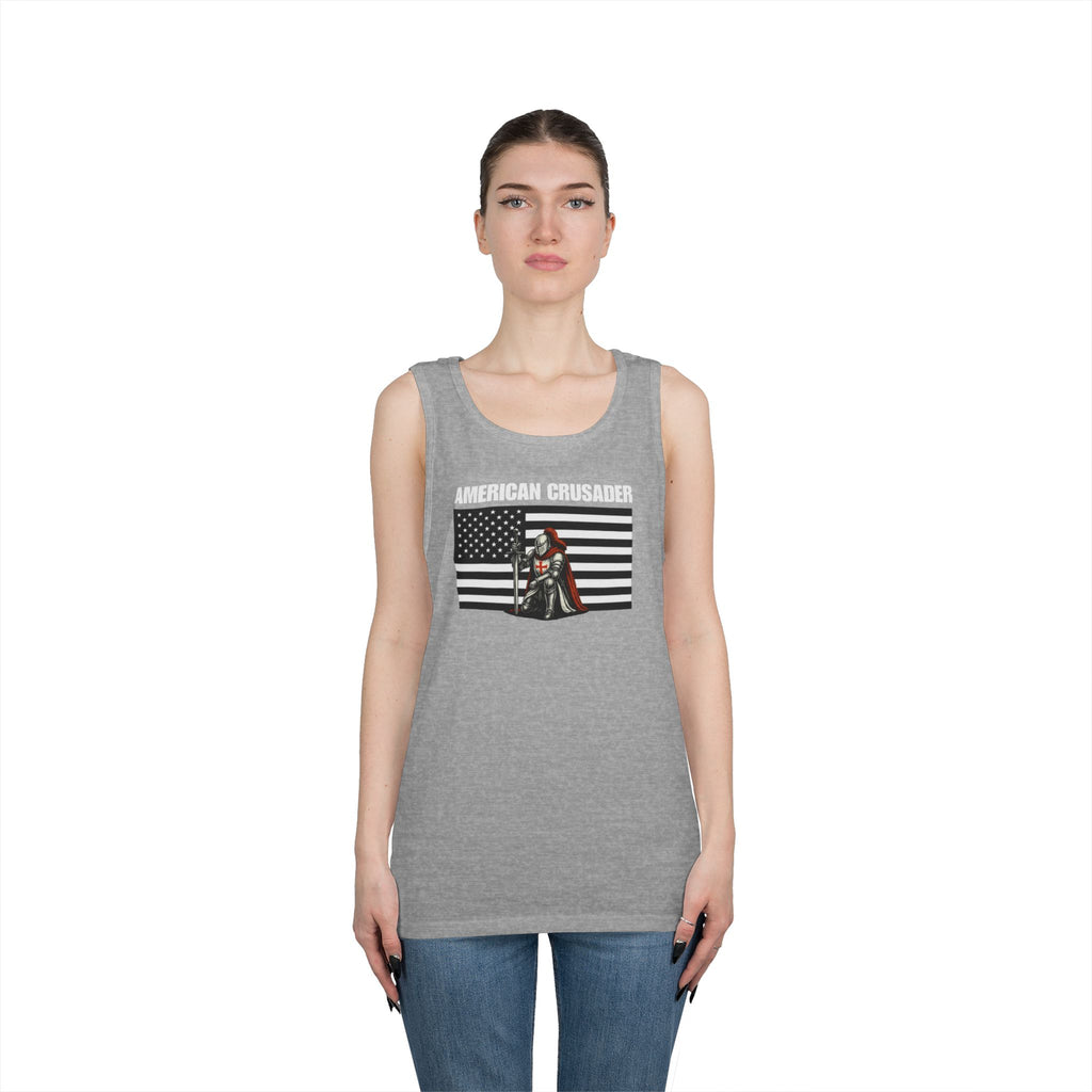 American Crusader Black and White Alt Design Heavy Cotton Tank Top