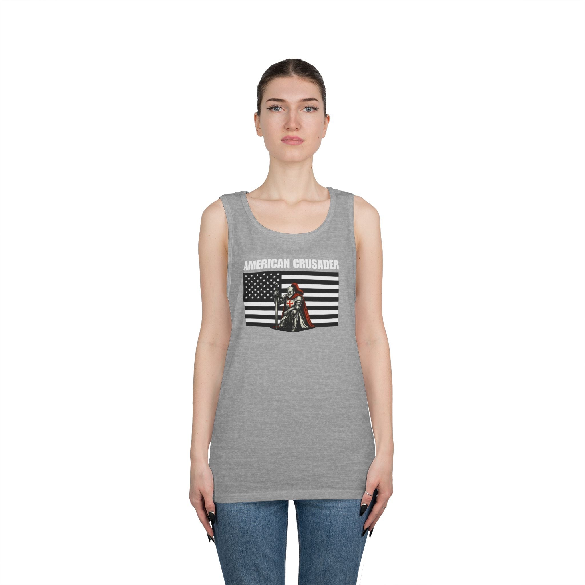 American Crusader Black and White Alt Design Heavy Cotton Tank Top