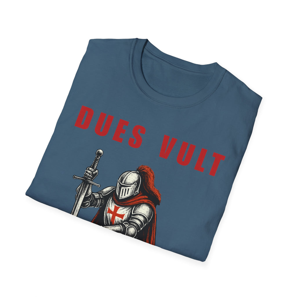 Dues Vult Crusader Knight T-Shirt | Christian Warrior Tee | Faith Shirt