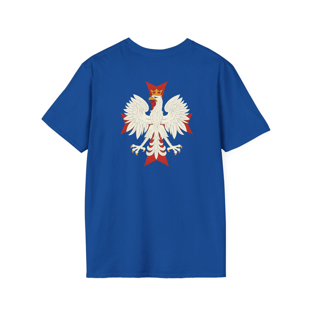 Be Like Poland Winged Hussar Front, Polish Eagle Cross Back Heavy Cotton Softstyle T-Shirt Softstyle Tee