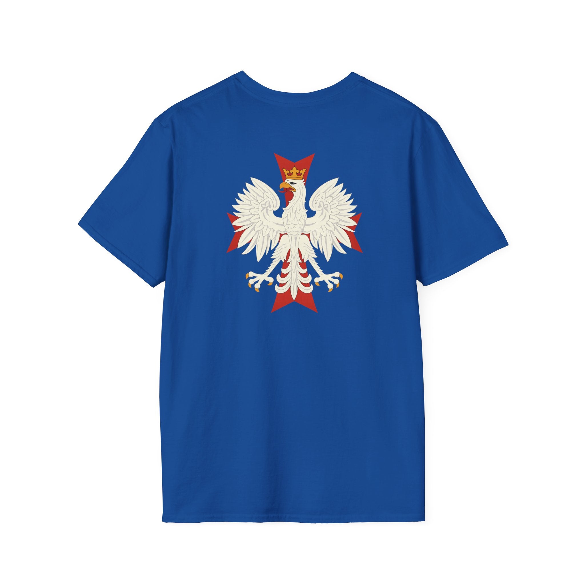Be Like Poland Winged Hussar Front, Polish Eagle Cross Back Heavy Cotton Softstyle T-Shirt Softstyle Tee