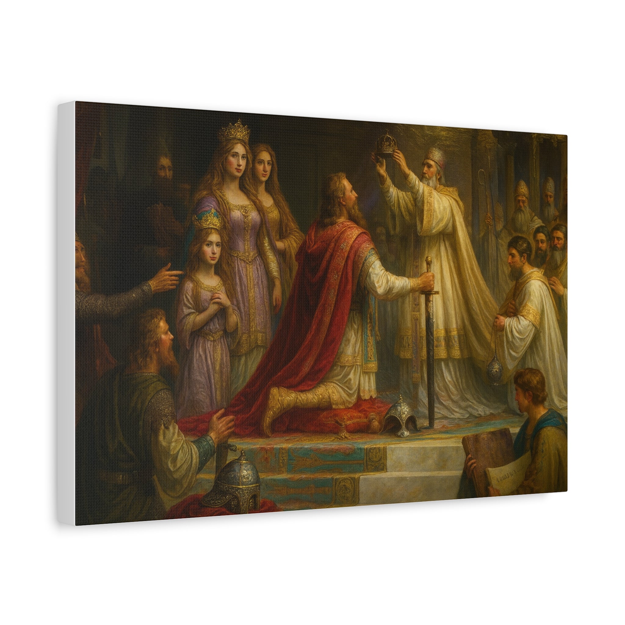 Charlemagne Roman Emperor Coronation By Pope Canvas Art, Historical Artwork for Home Decor, Wall Art for Medieval Lovers