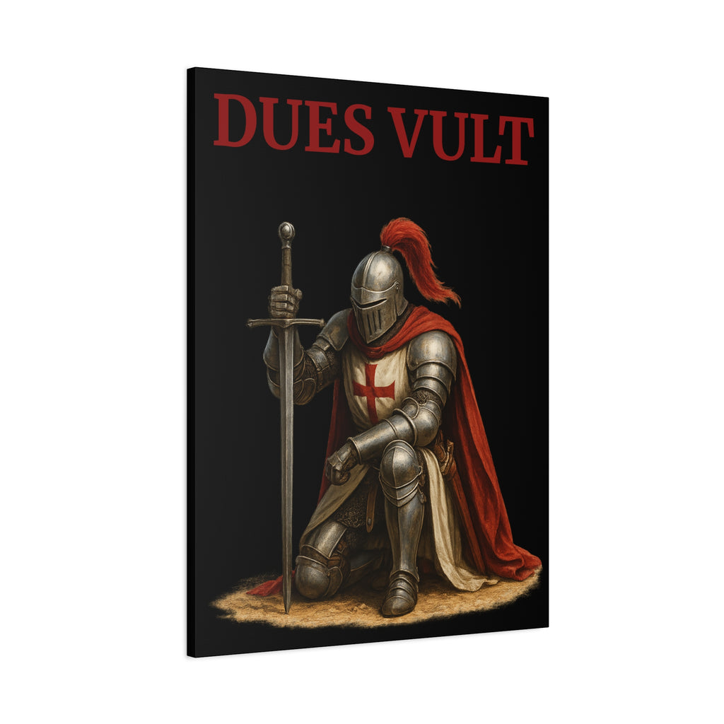 Crusader Knight Dues Vult Matte Canvas Wall Art, Dues Vult Decor, Medieval Artwork