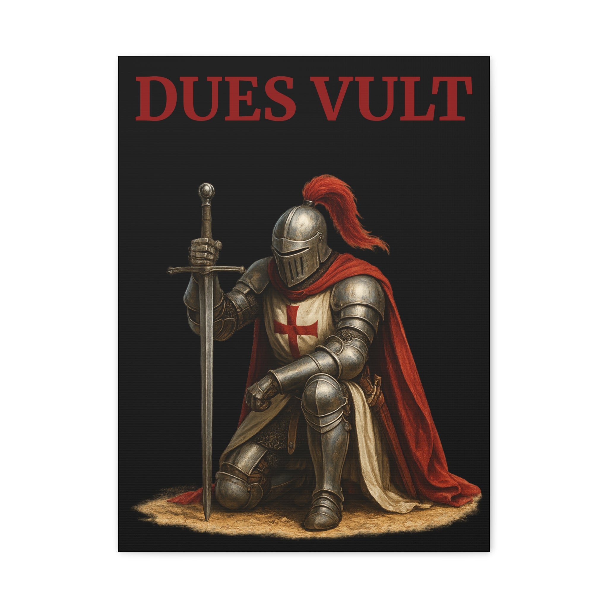 Crusader Knight Dues Vult Matte Canvas Wall Art, Dues Vult Decor, Medieval Artwork