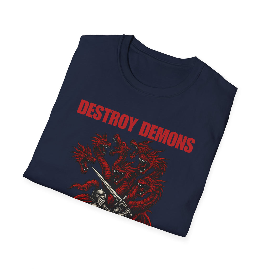 Destroy Demons Crusader Knight vs Dragon  Softstyle T-Shirt