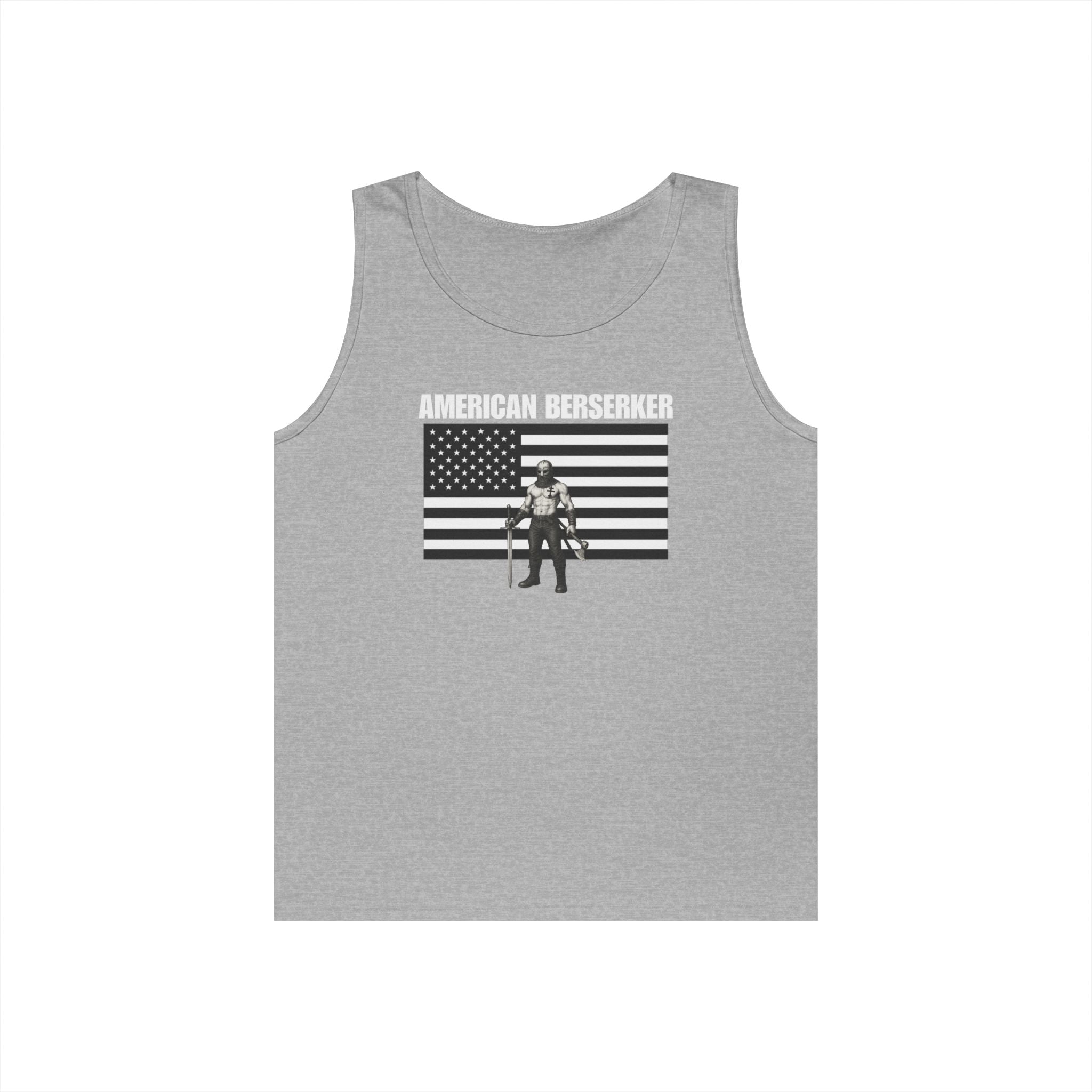 Bold American Berserker Black and White Heavy Cotton Tank Top