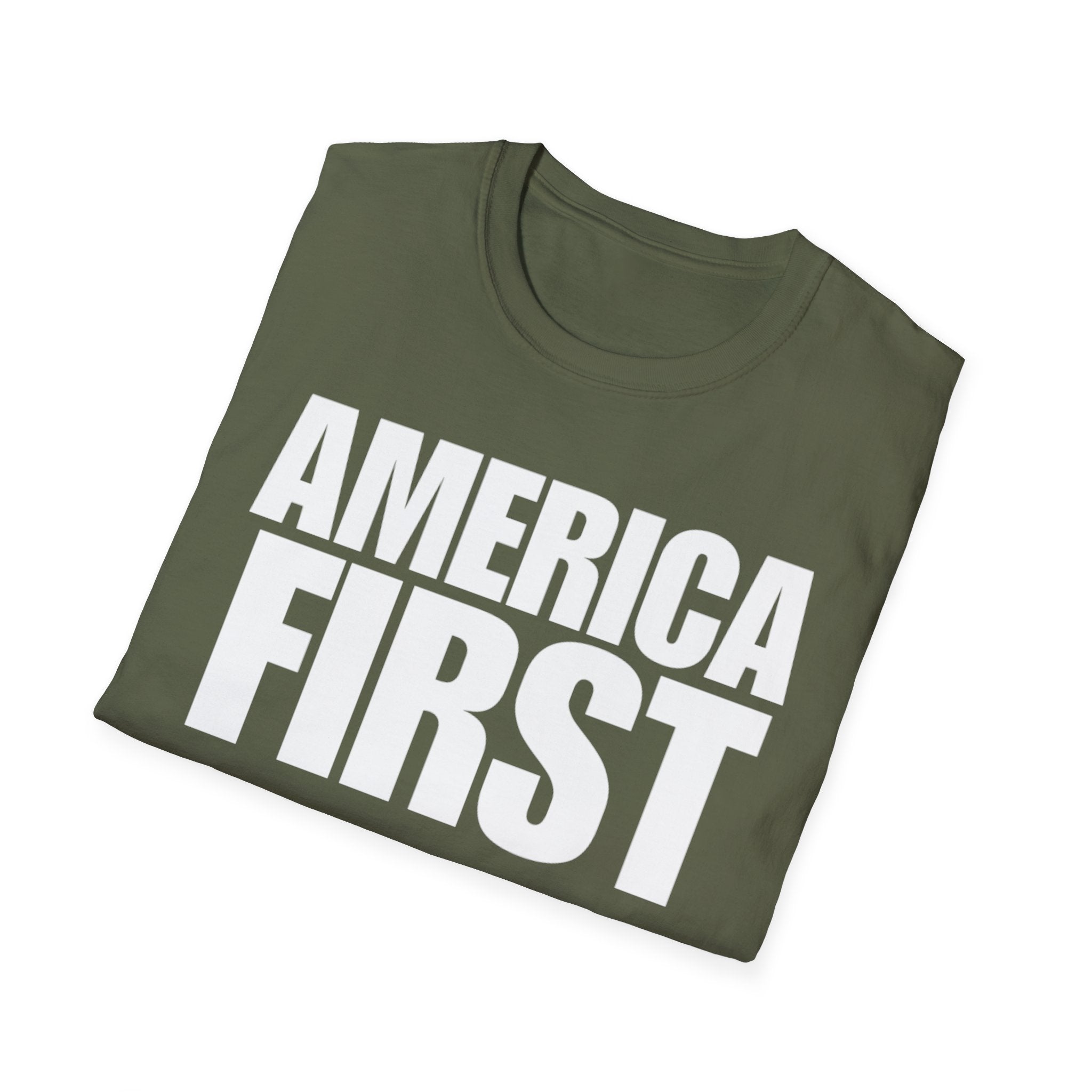 America First (Text Only) Unisex Softstyle T-Shirt
