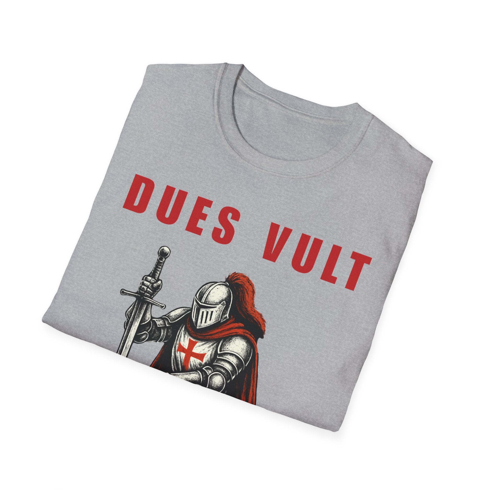 Dues Vult Crusader Knight T-Shirt | Christian Warrior Tee | Faith Shirt