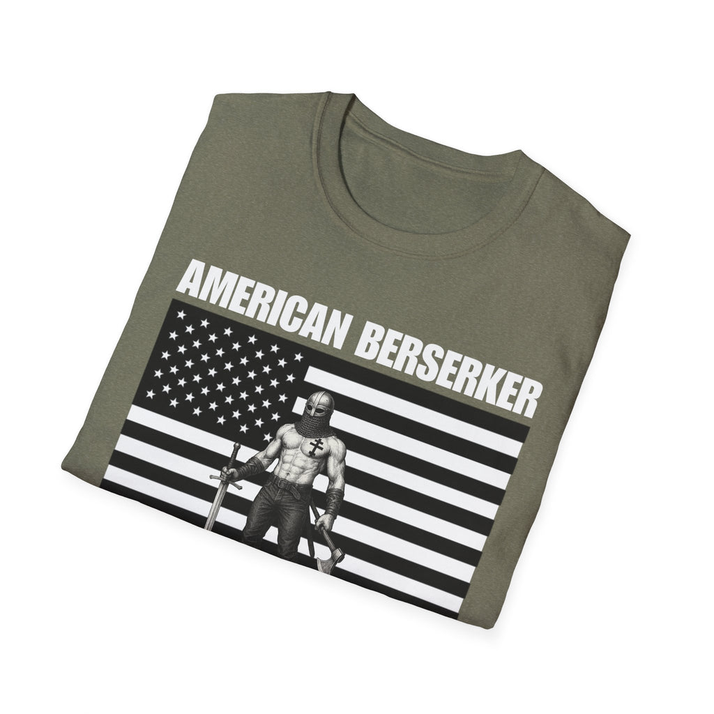 Bold American Berserker Black and White Softstyle T-Shirt