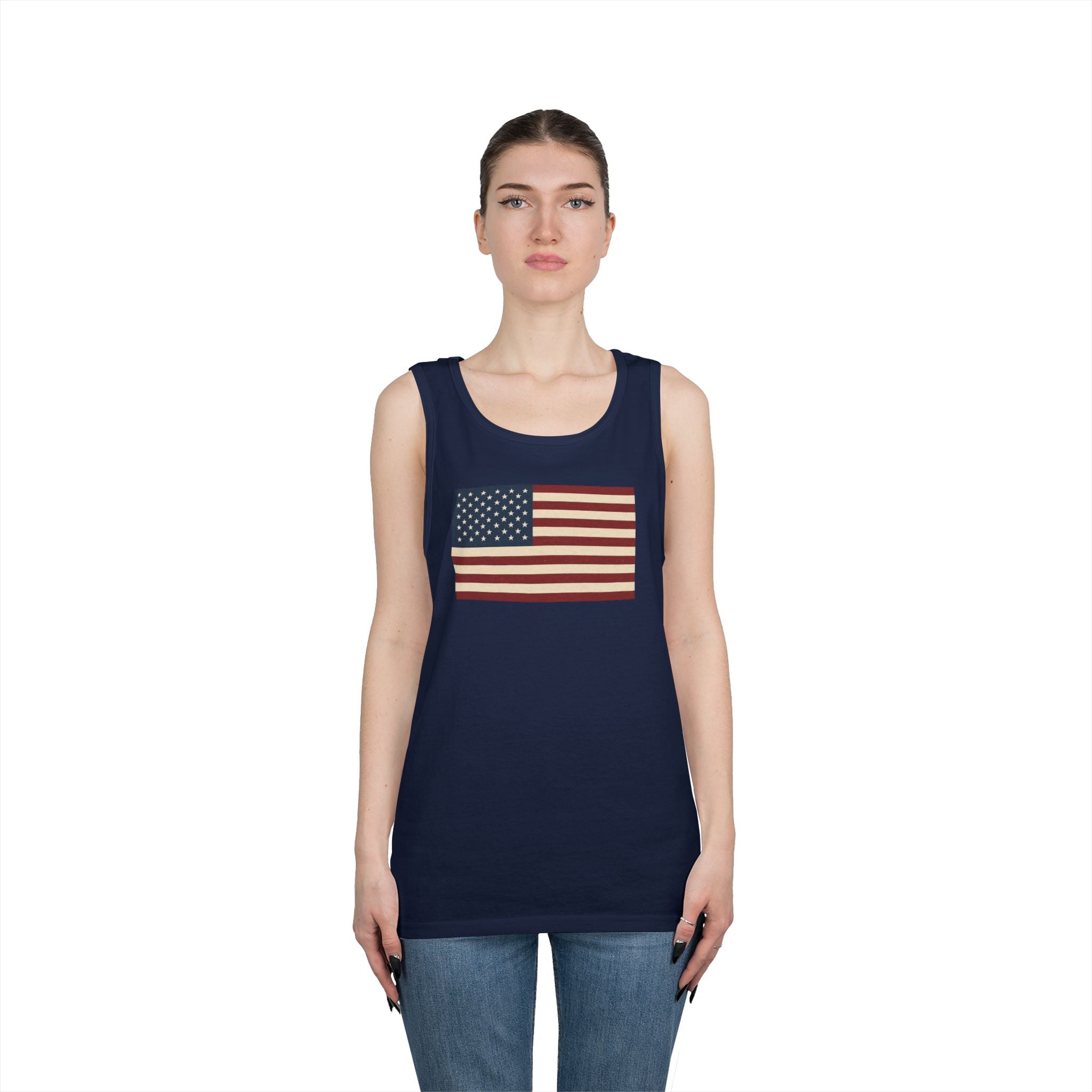 American Flag Heavy Cotton Tank Top