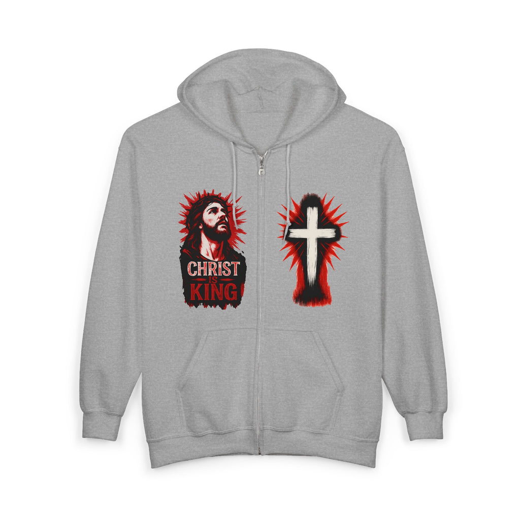 Christ is King Full Zip Hoodie, Crucifix Sweatshirt