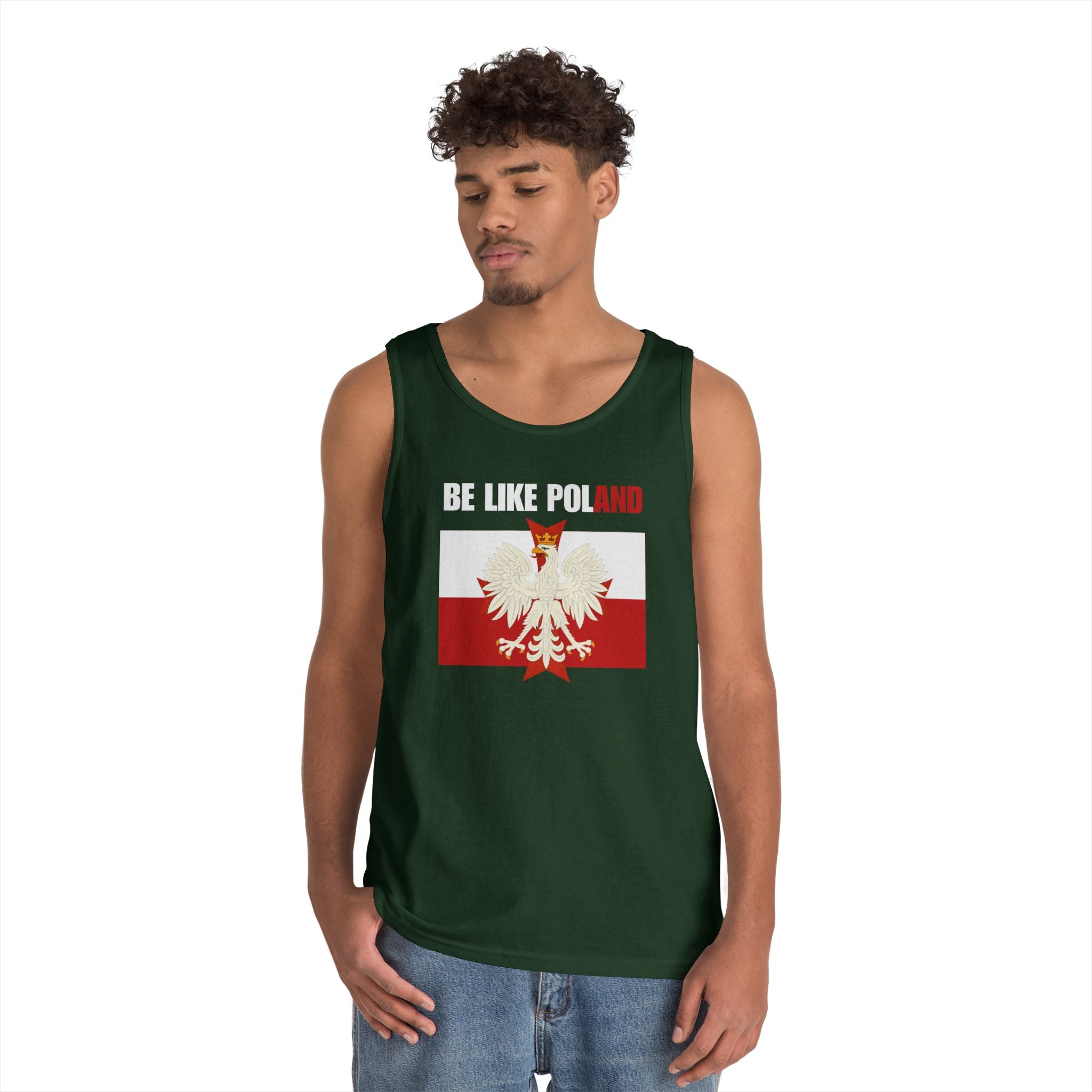 Be Like Poland Polish Eagle and Cross Heavy Cotton Tank Top