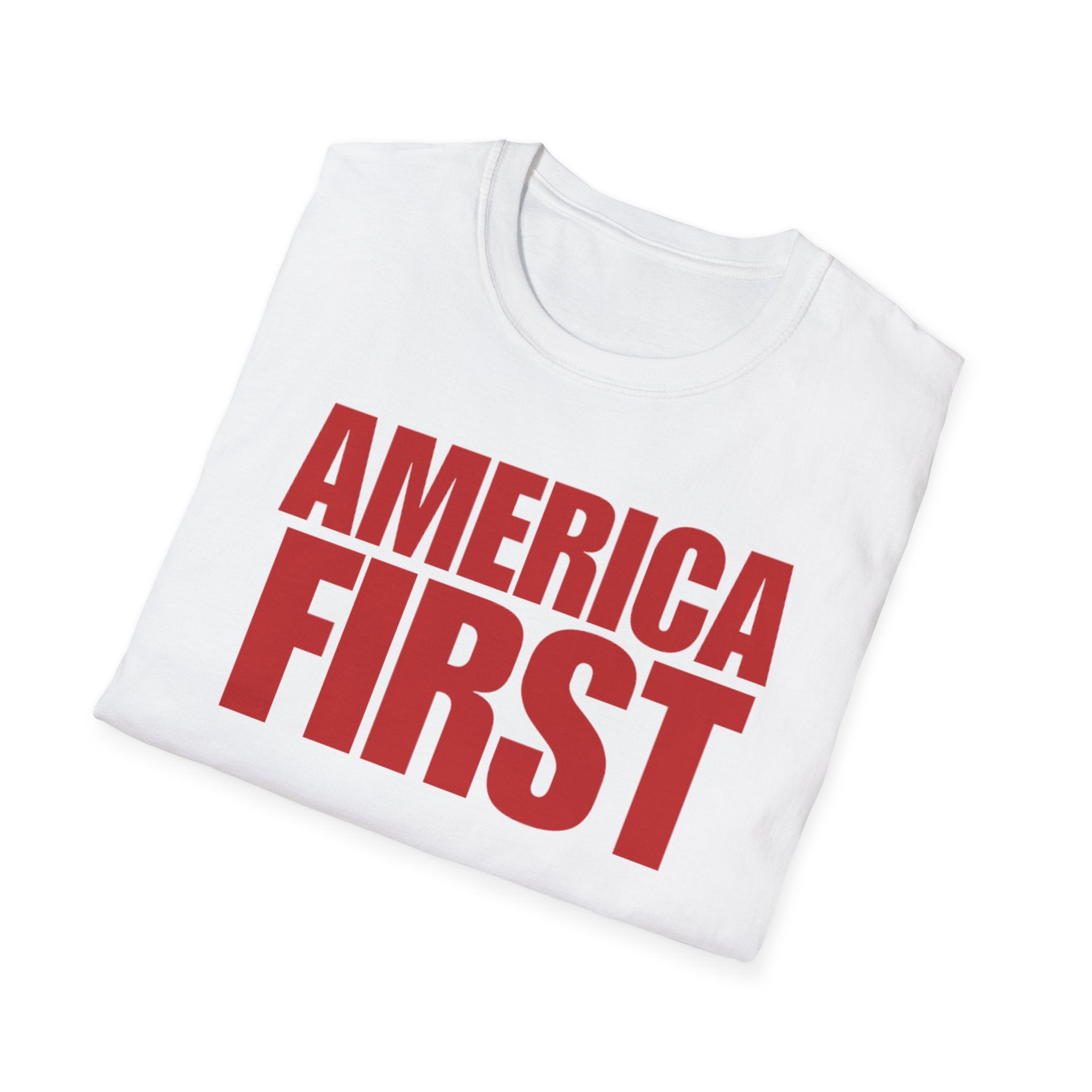 America First Red Design Softstyle Cotton Shirt T-Shirt