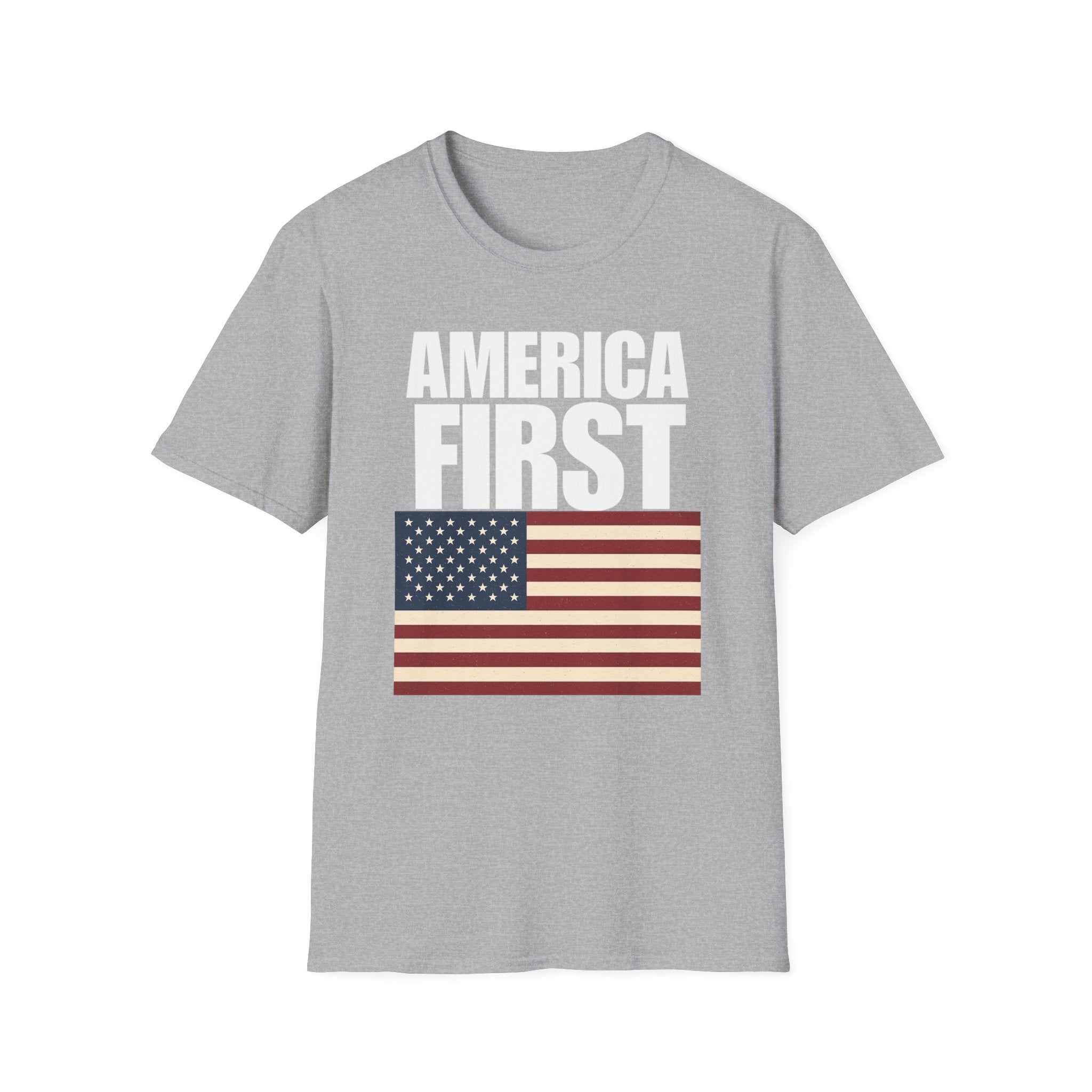 America First American Flag Softstyle Cotton Shirt T-Shirt