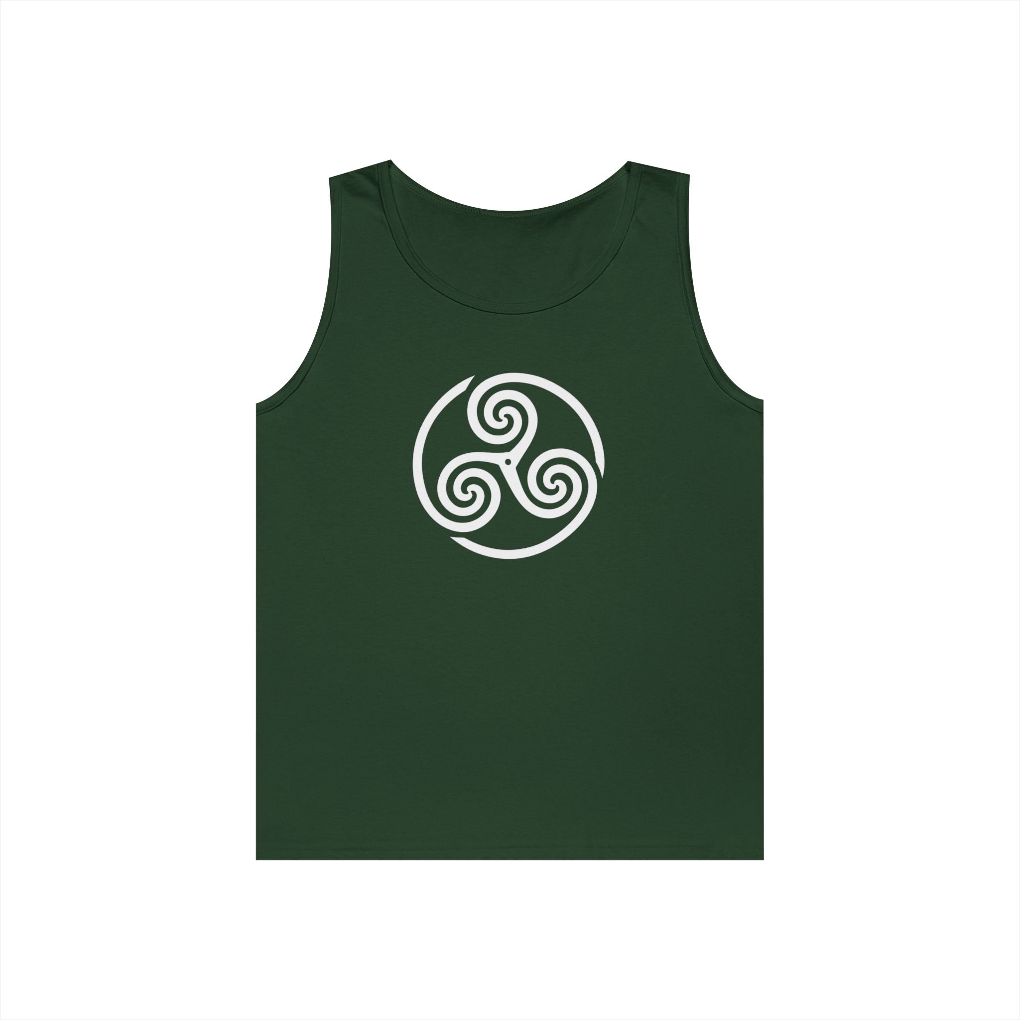 Celtic Spiral Triskele Symbol Alt Design White Unisex Tank Top