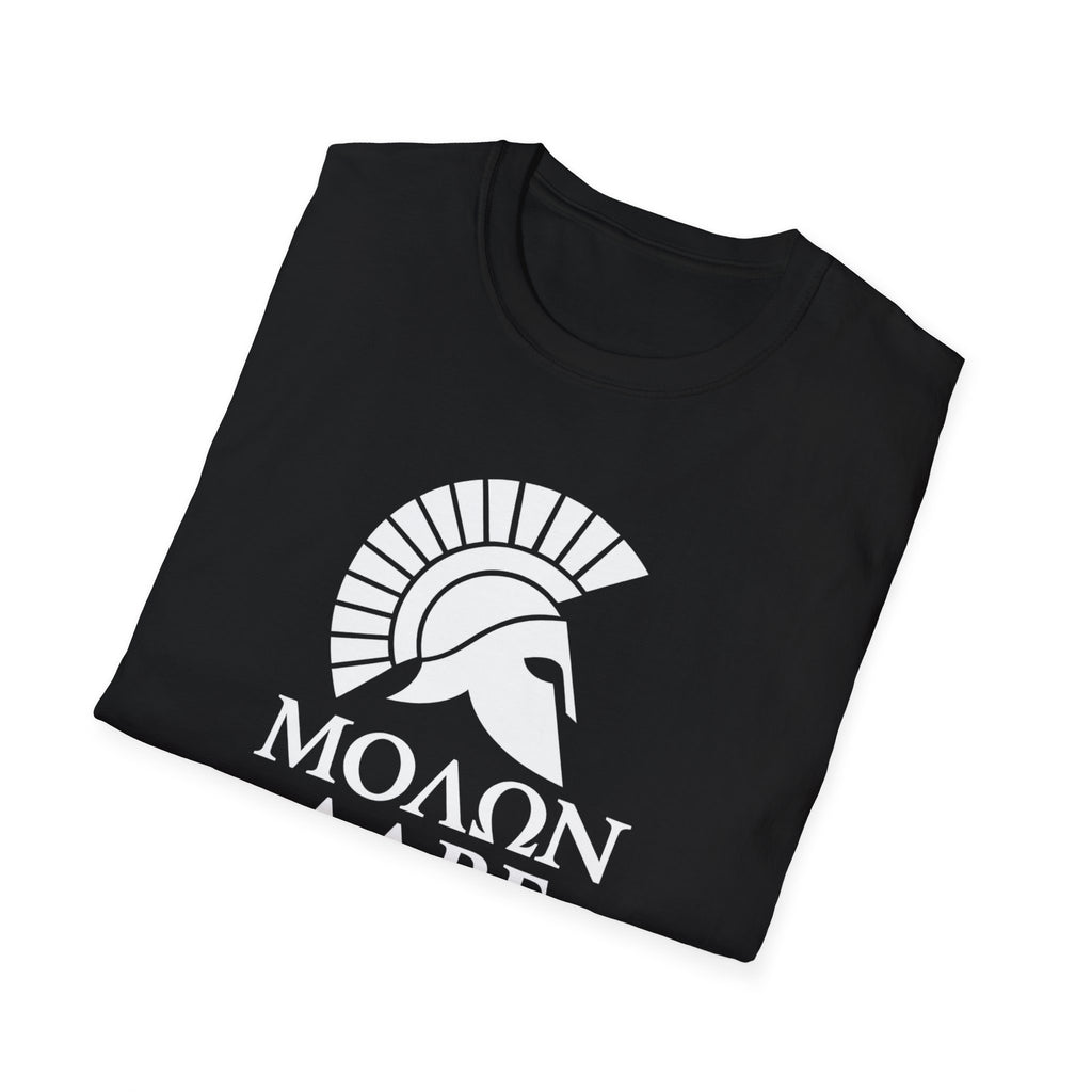 Molon Labe "Come and Take It!" in Greek Large Text White Design Softstyle Cotton T-Shirt