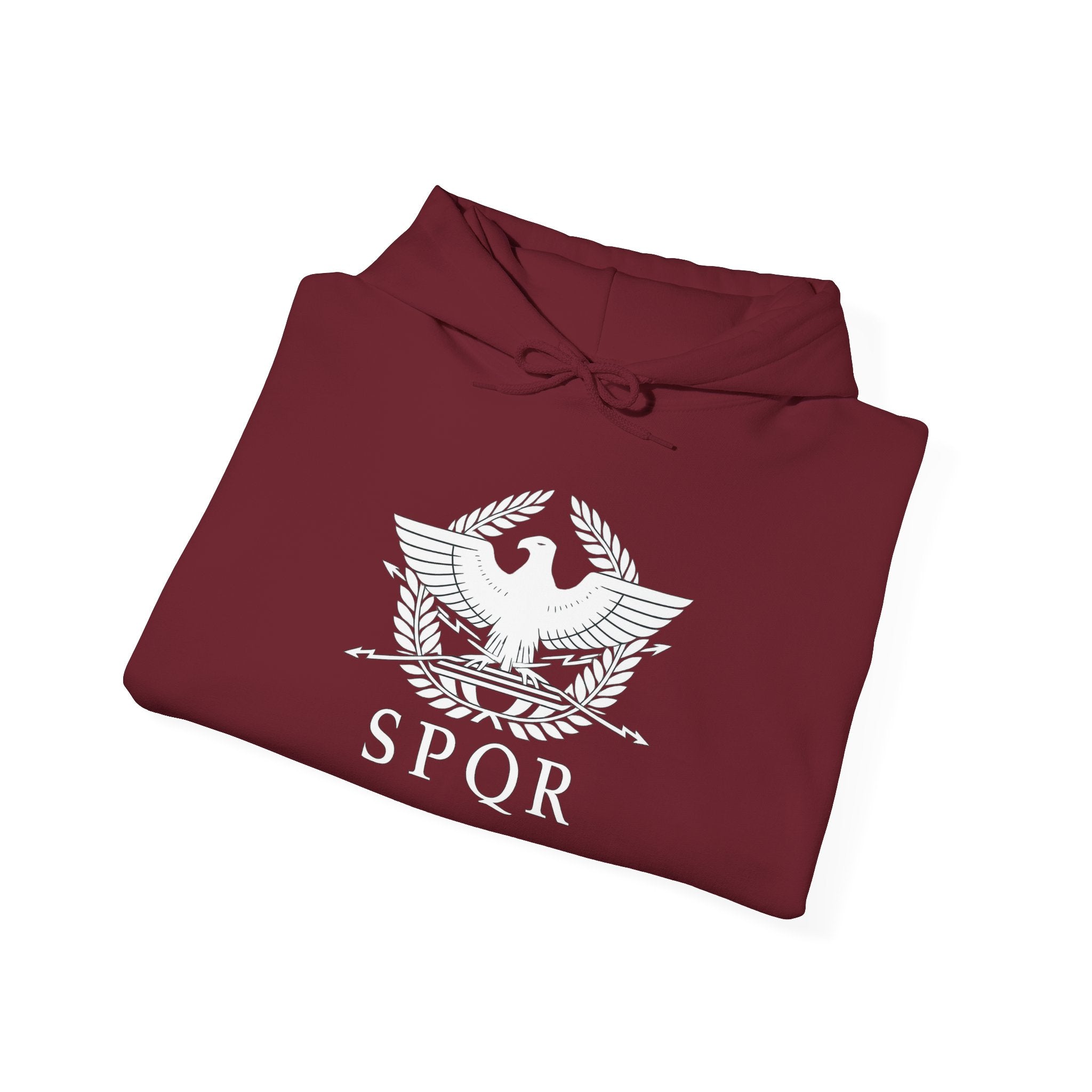 SPQR Roman Eagle White Design Pull Over Hoodie