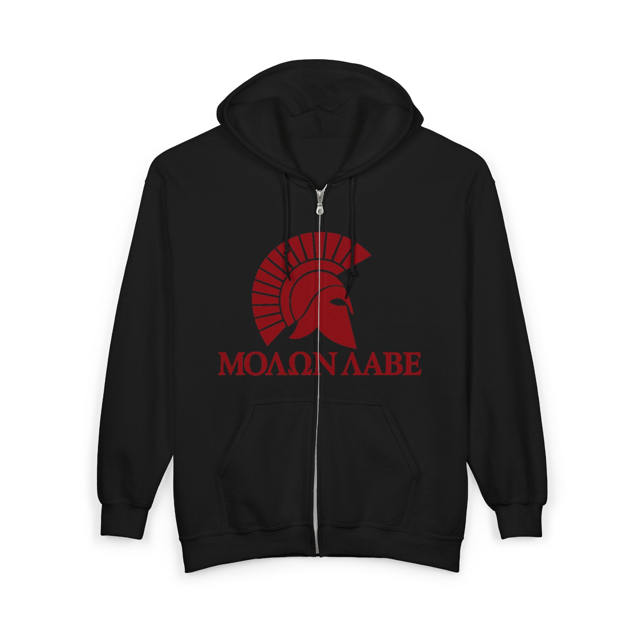 Molon Labe "Come and Take It!" in Greek Red Design Zip Up Hoodie Sweatshirt