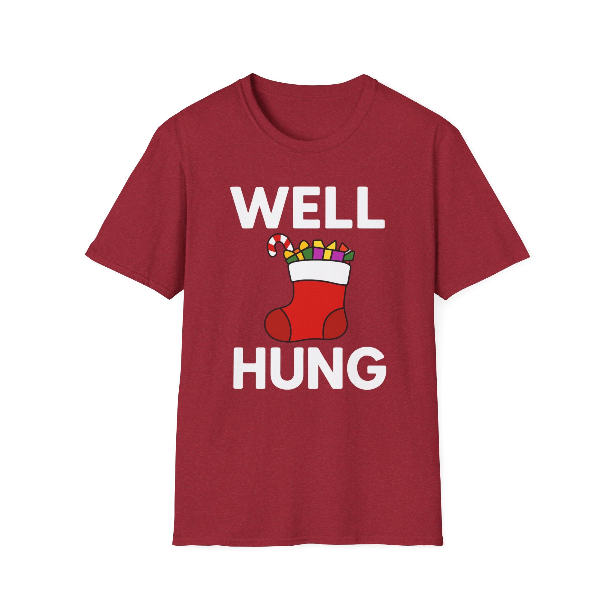 Well Hung Christmas T-Shirt | Funny Holiday Tee | Christmas Stocking Humor Shirt