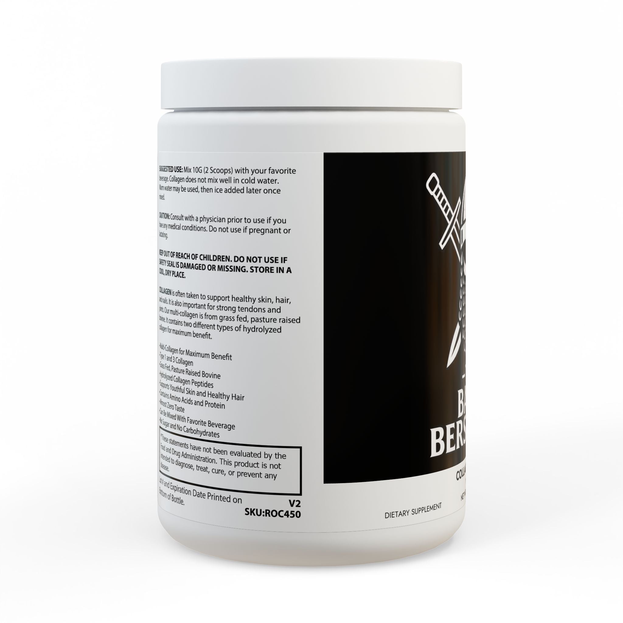 The Based Berserker Collagen Peptides Type I & III Supplement (350g, 12.3oz)