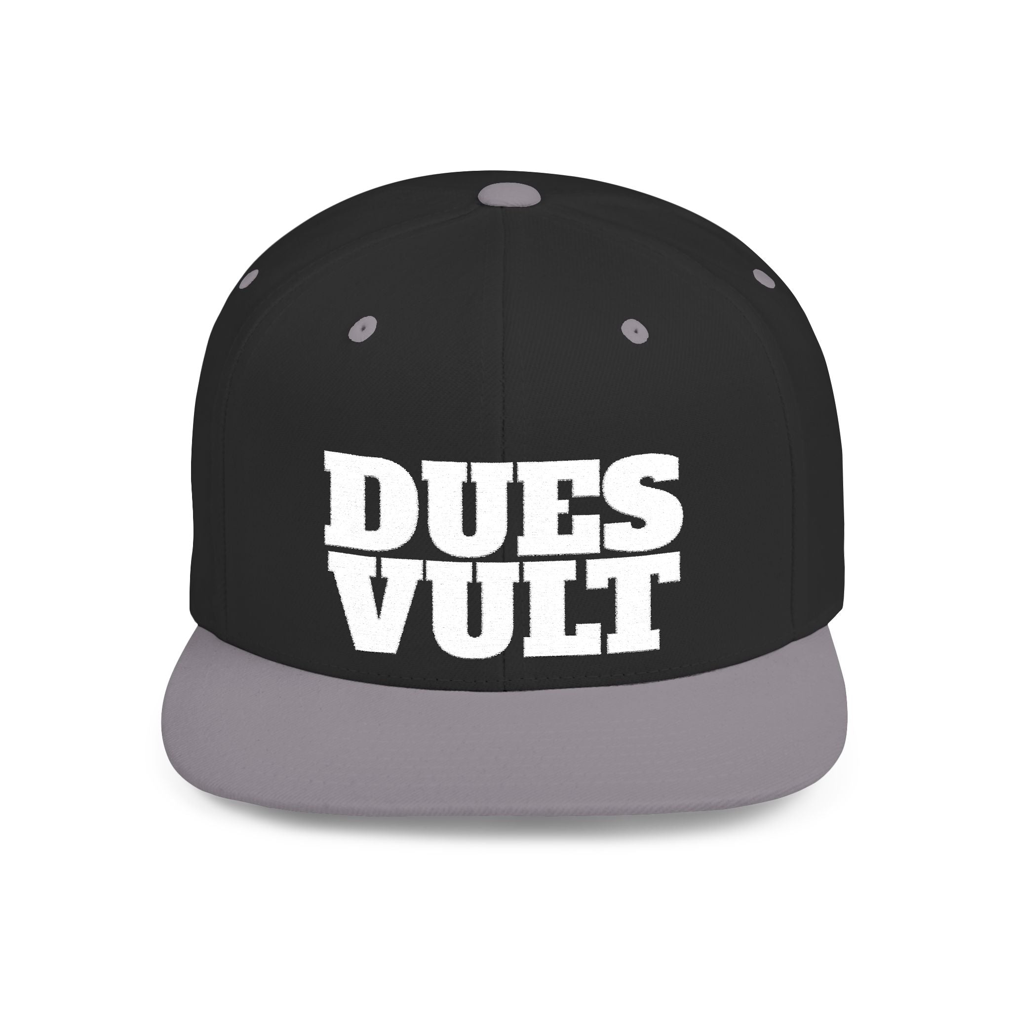 Dues Vult White Letter Flat Bill Snapback Hat, Dues Vult Cap