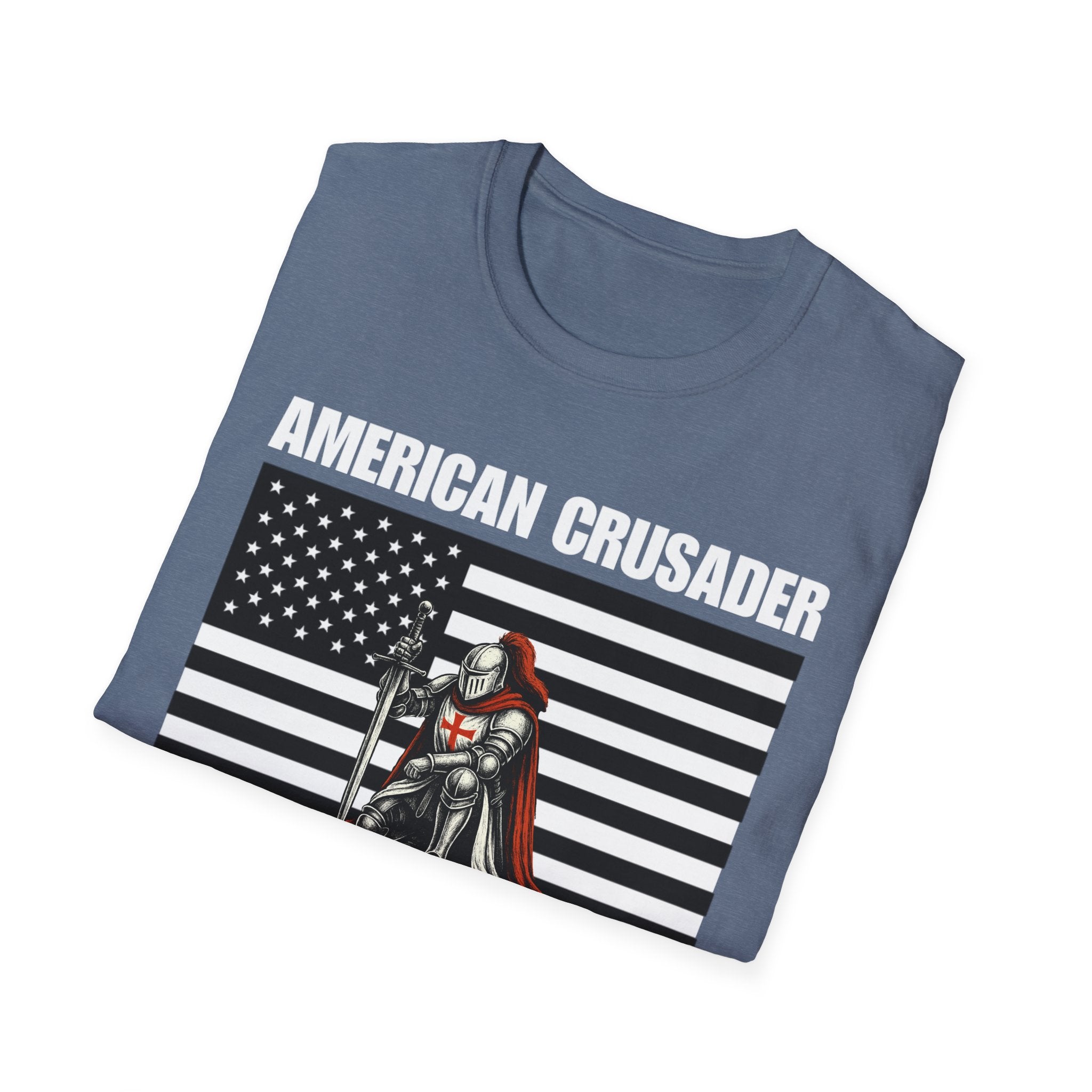 American Crusader Black and White Alt Design Softstyle Cotton Shirt T-Shirt