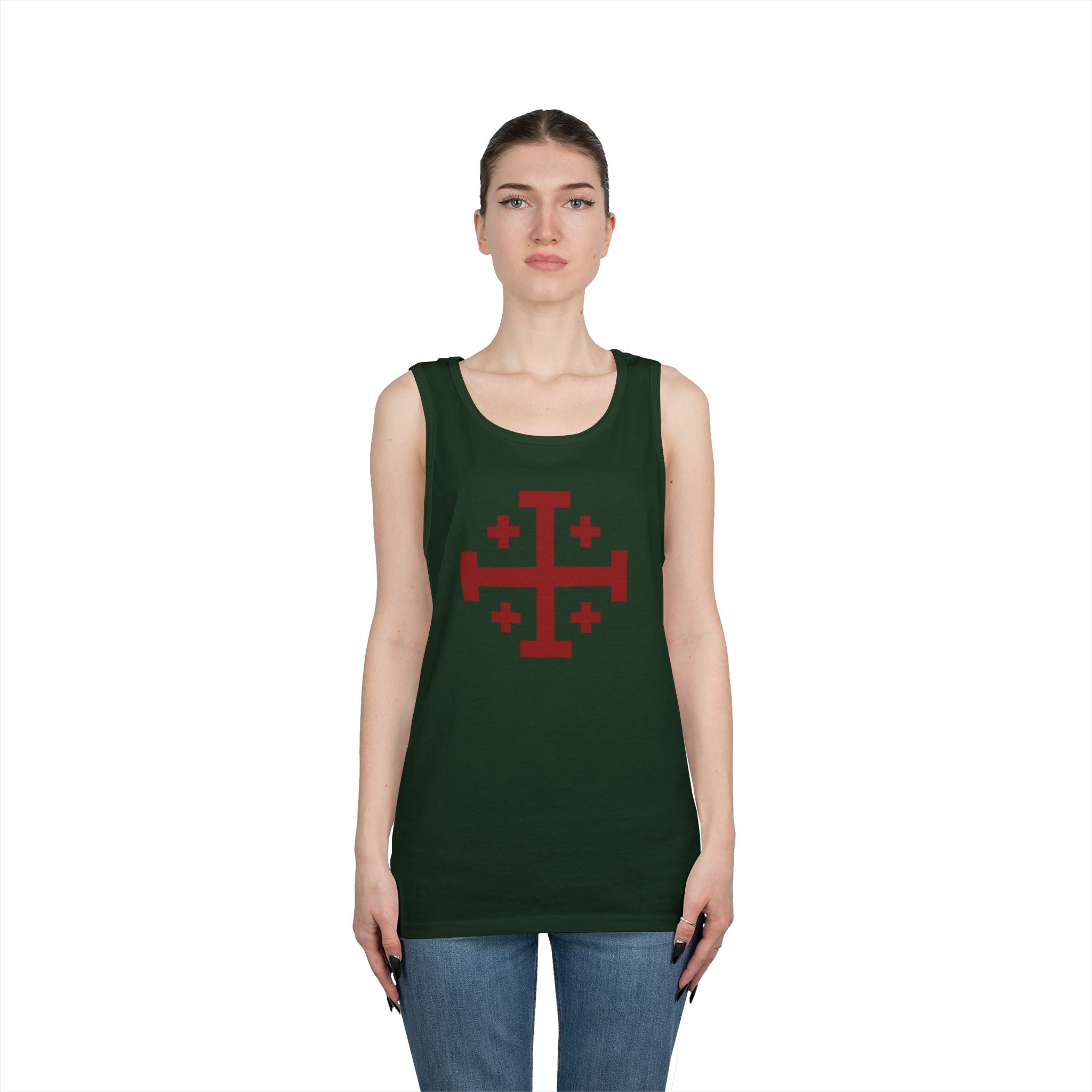 Cross of Jerusalem Red Unisex Heavy Cotton Tank Top